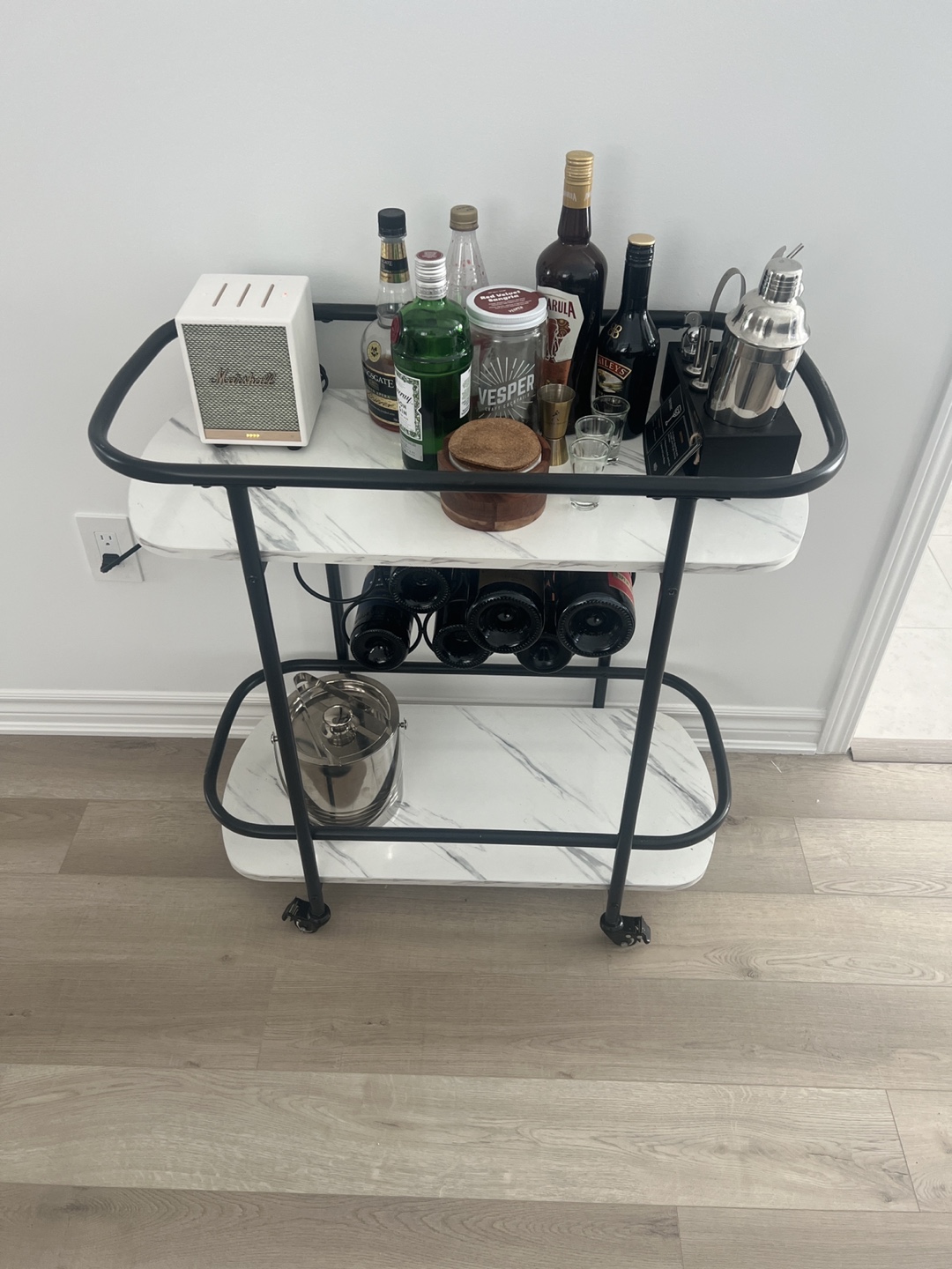 Marble and Black Bar Cart - photo 2