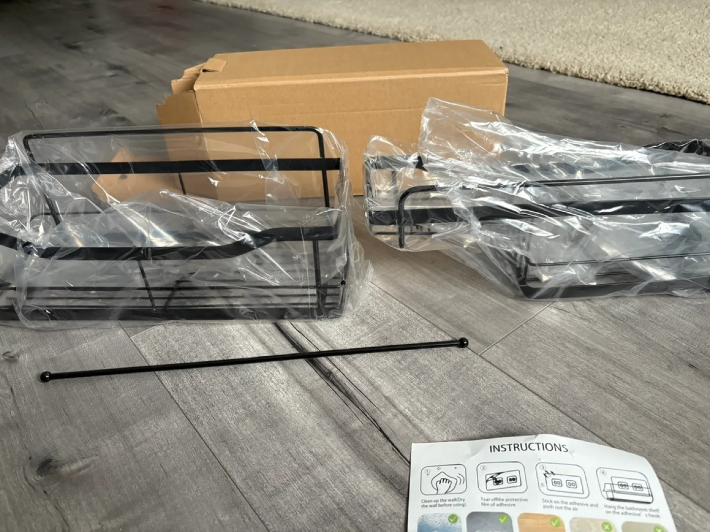 New Black Metal Wall-Mounted Shelf Organizer image indicator(3)