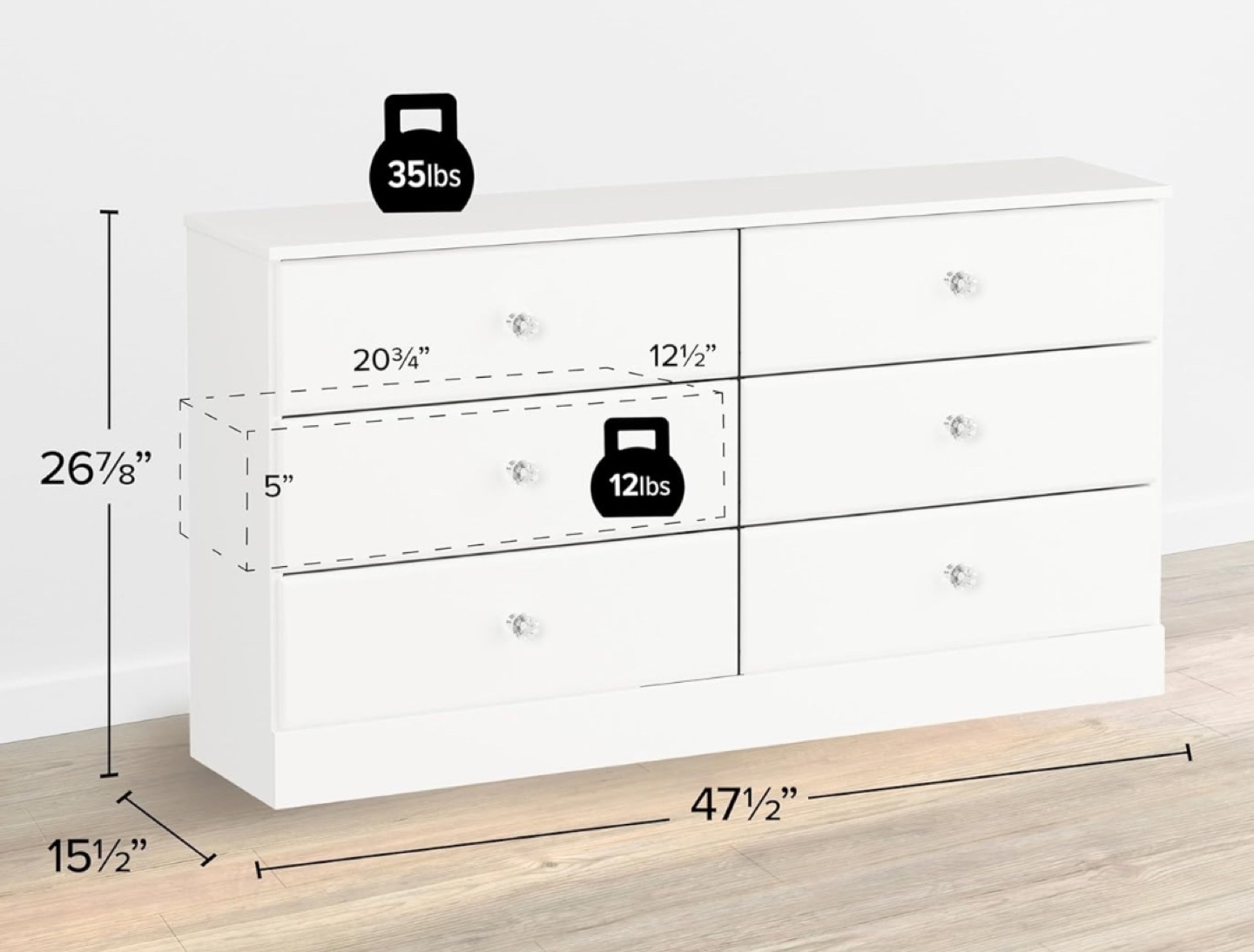 NEW! White 6-Drawer Dresser - photo 3