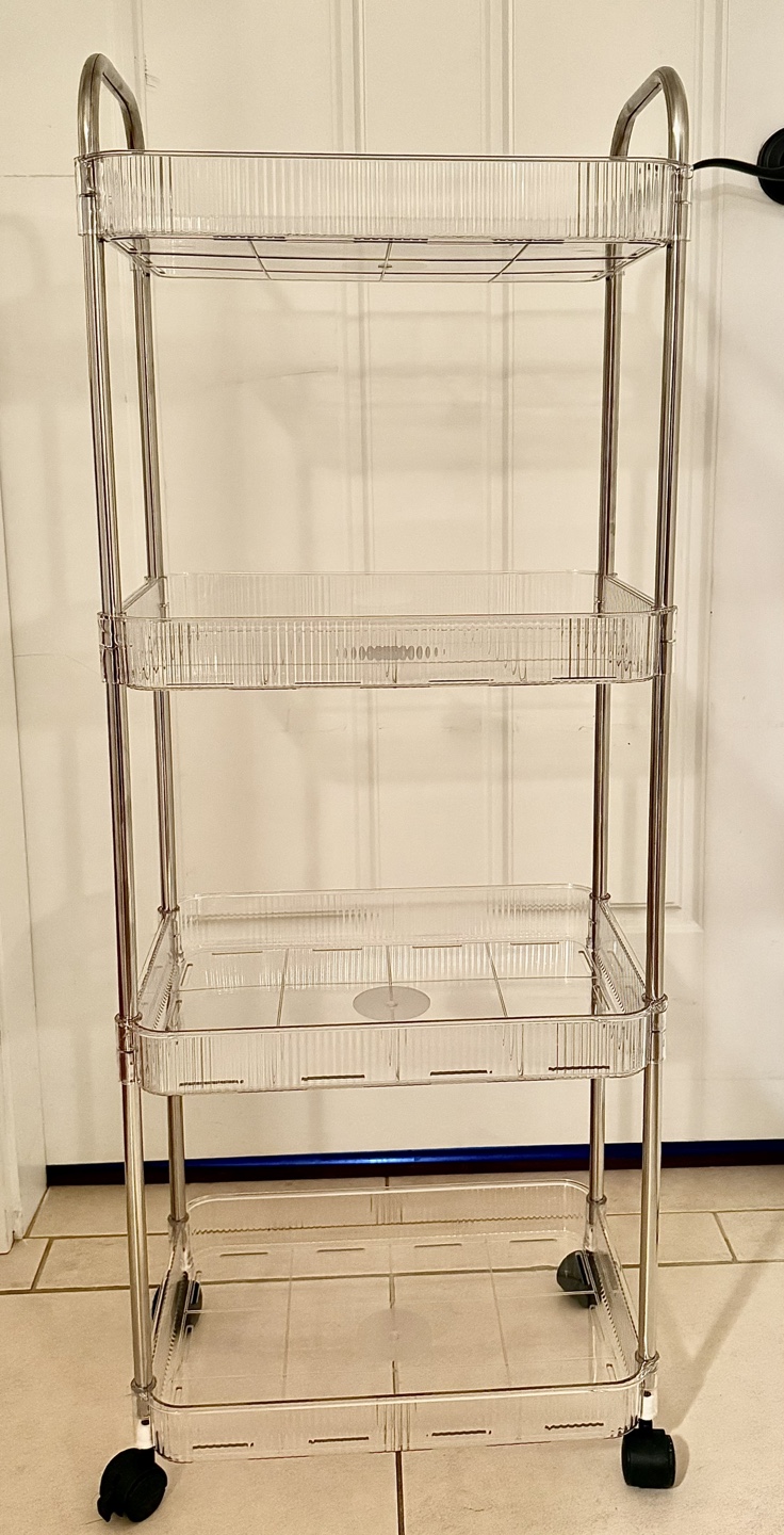 Four-Tier Rolling Cart with Clear Shelves
