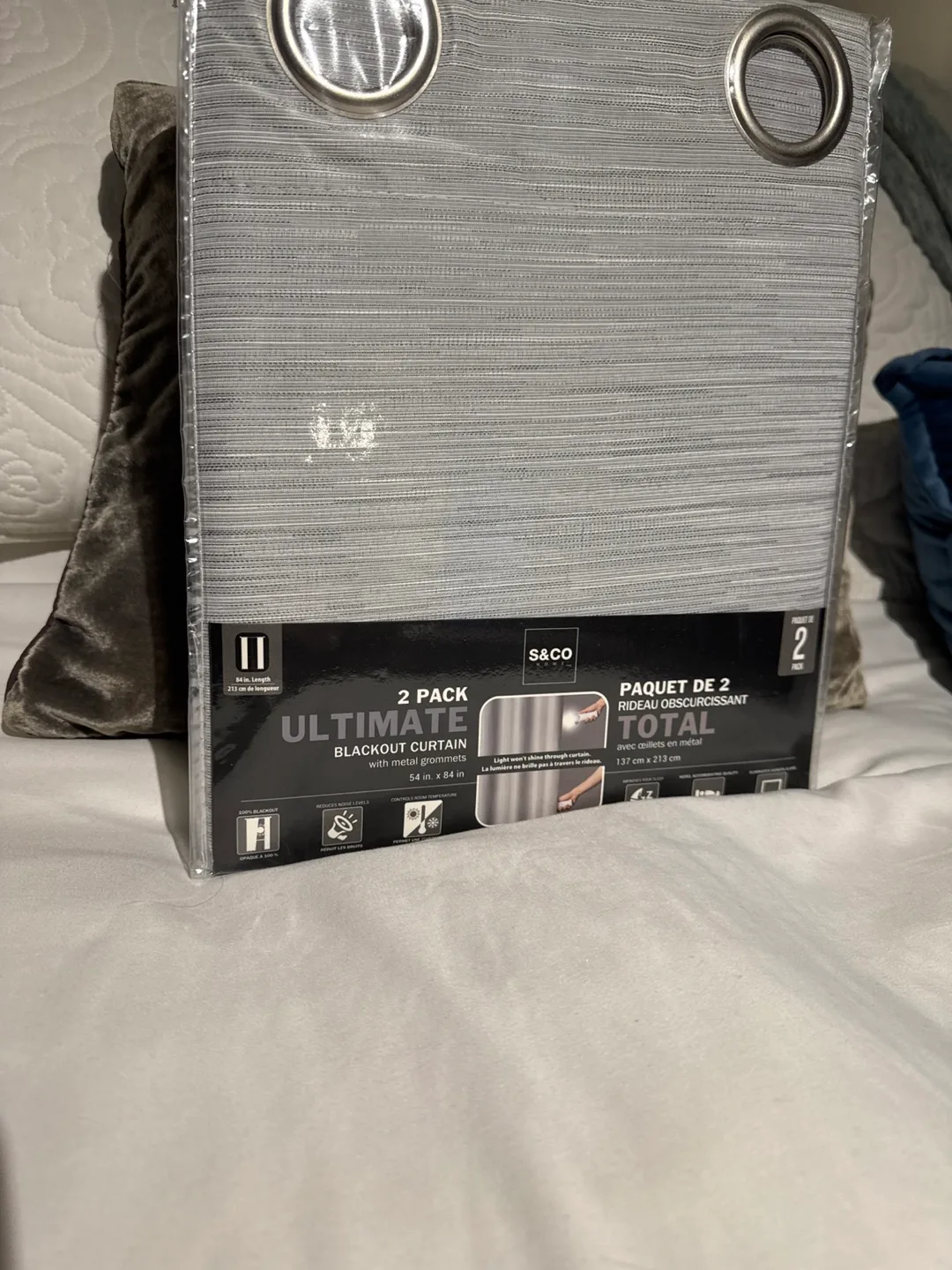 S&CO Ultimate Blackout Curtains - Grey - 2 Pack thumbnail