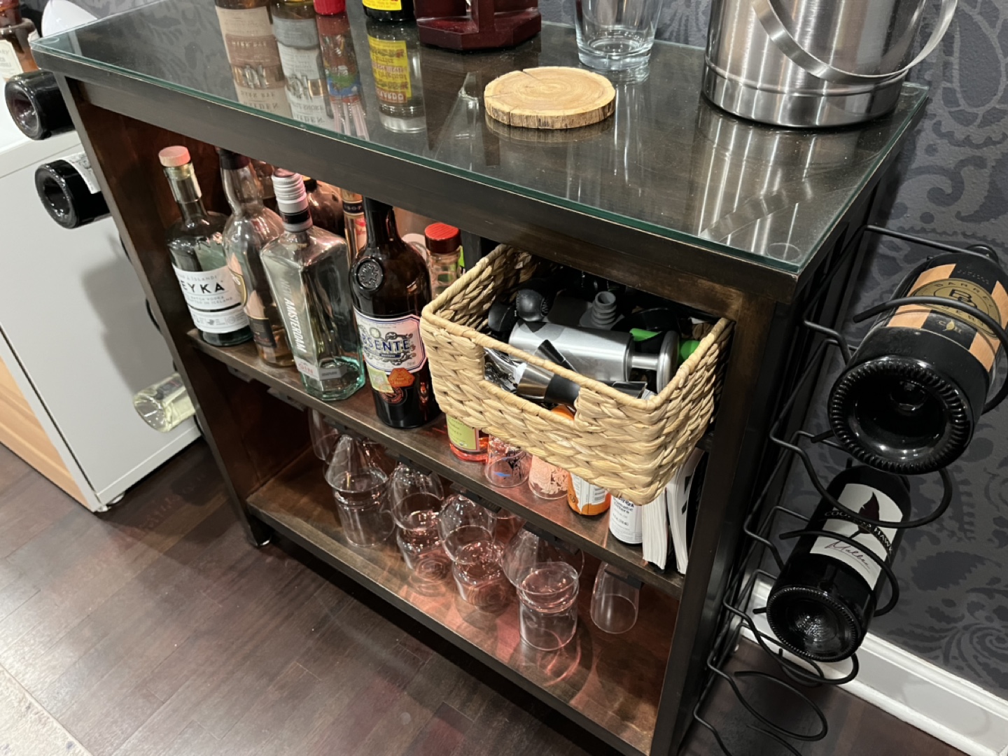 Custom solid wood liquor cabinet wine rack - photo 3