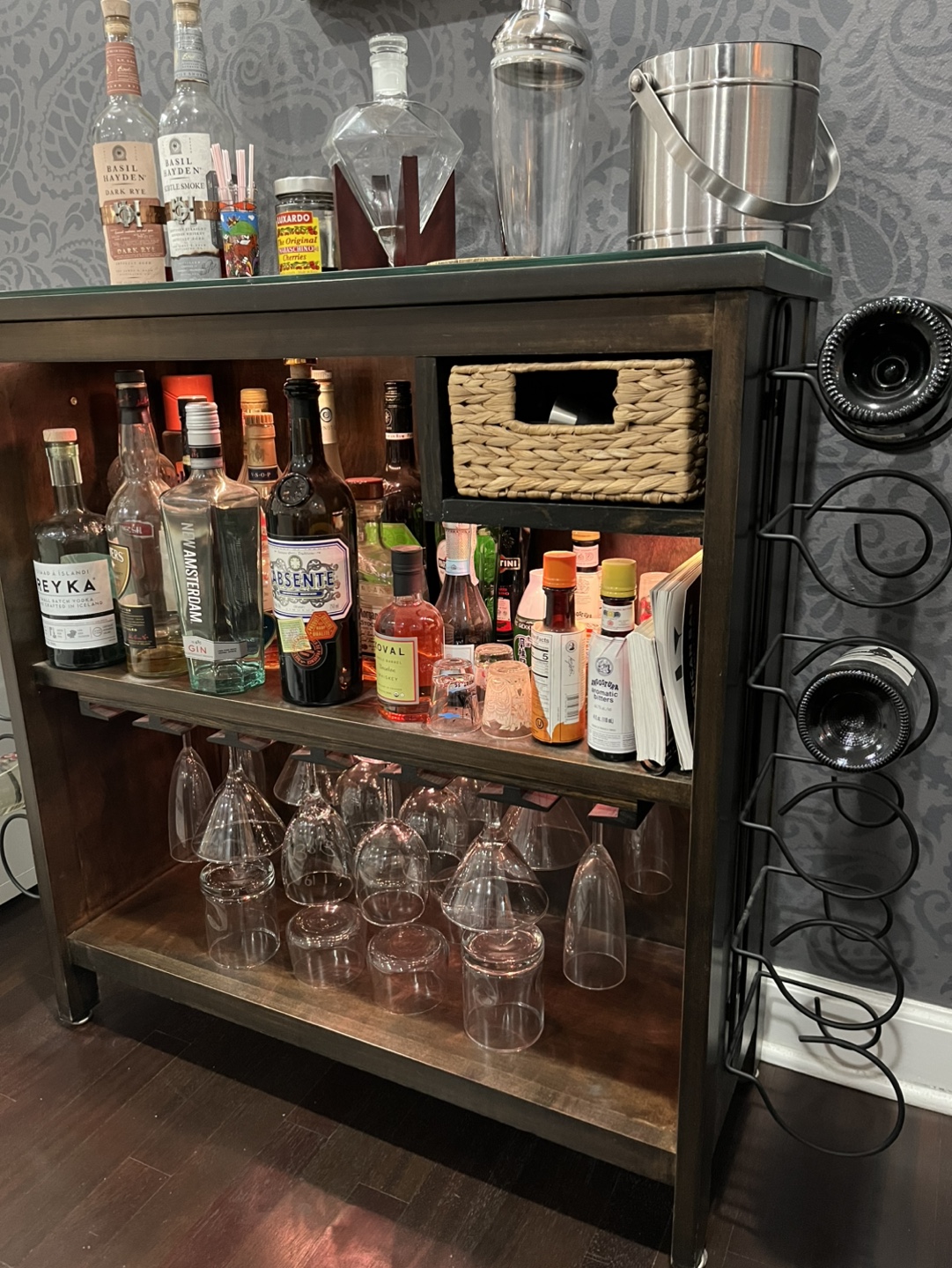 Custom solid wood liquor cabinet wine rack - photo 2