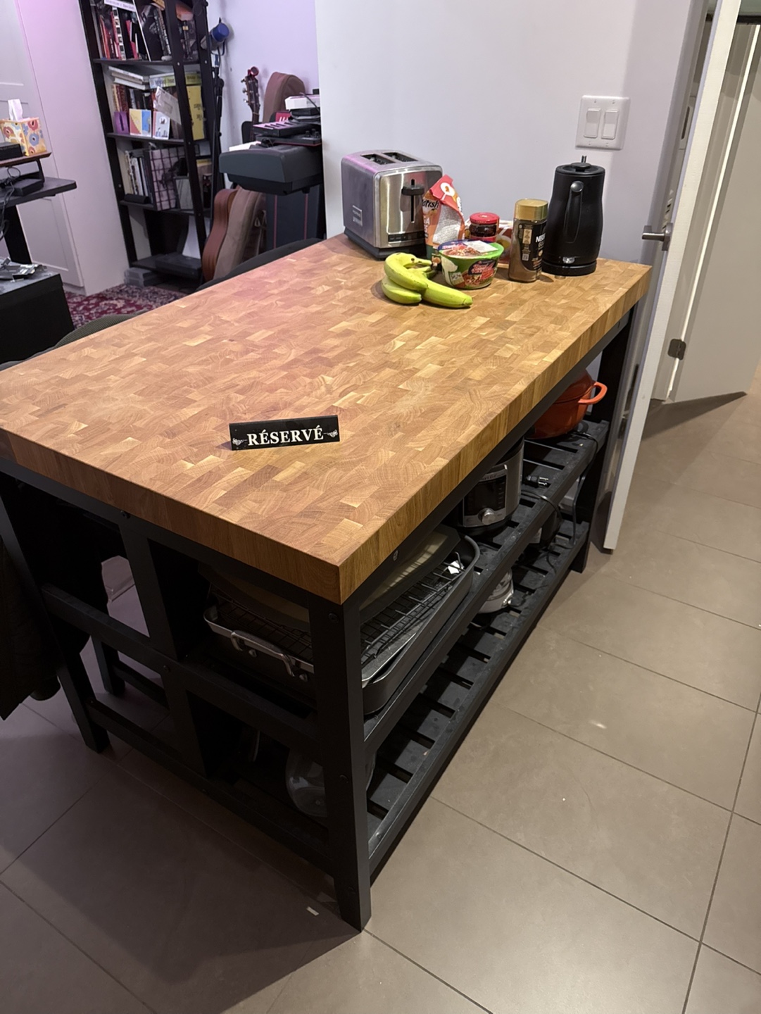 Vadholma Kitchen Island with Butcher Block Top