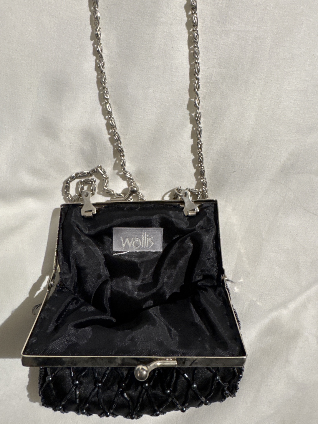 Black Beaded Evening Bag with Chain Strap - photo 2