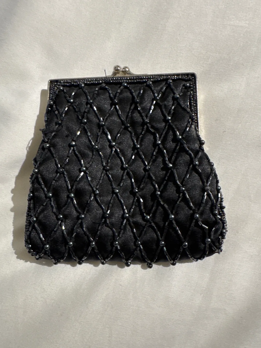 Black Beaded Evening Bag with Chain Strap thumbnail