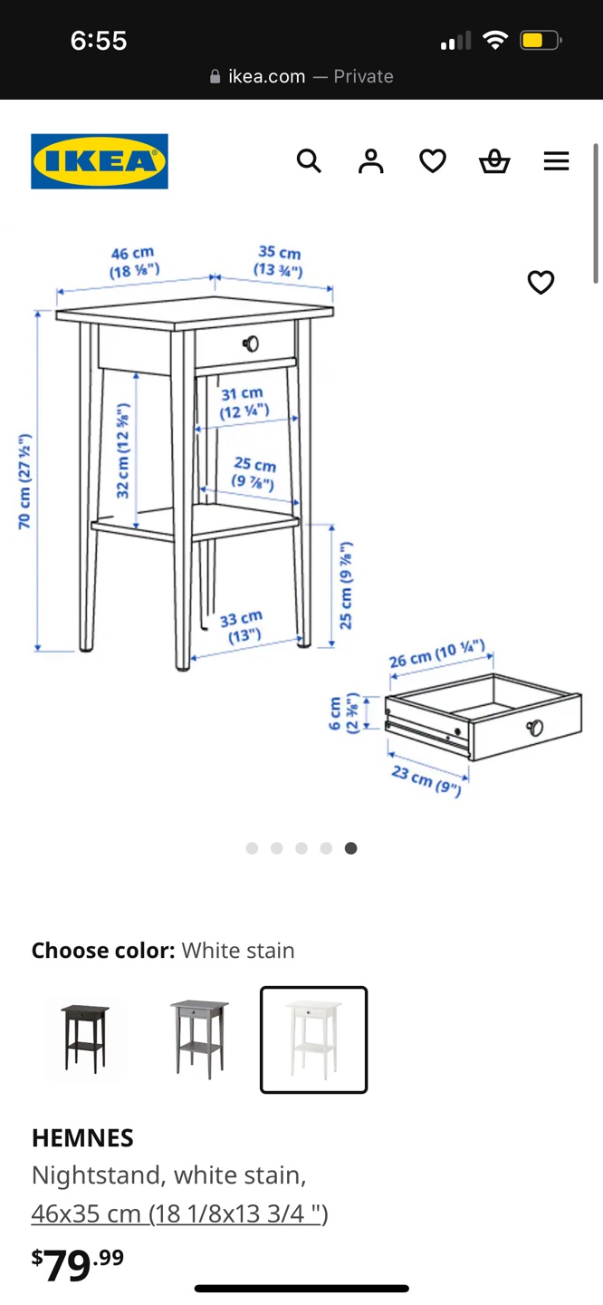 White Ikea Nightstand and Basket - photo 2