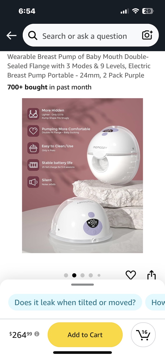 Momcozy M5 wearable breast pump - Double pump - Purple - photo 5