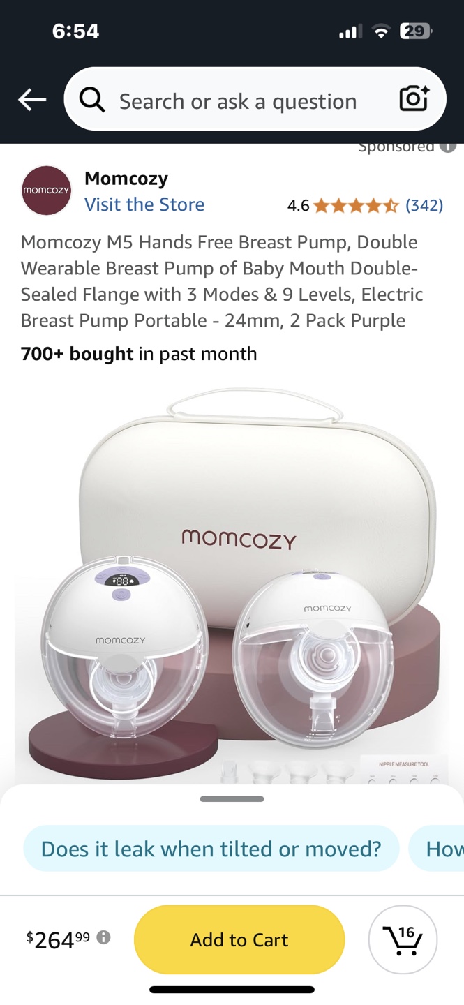 Momcozy M5 wearable breast pump - Double pump - Purple - photo 4