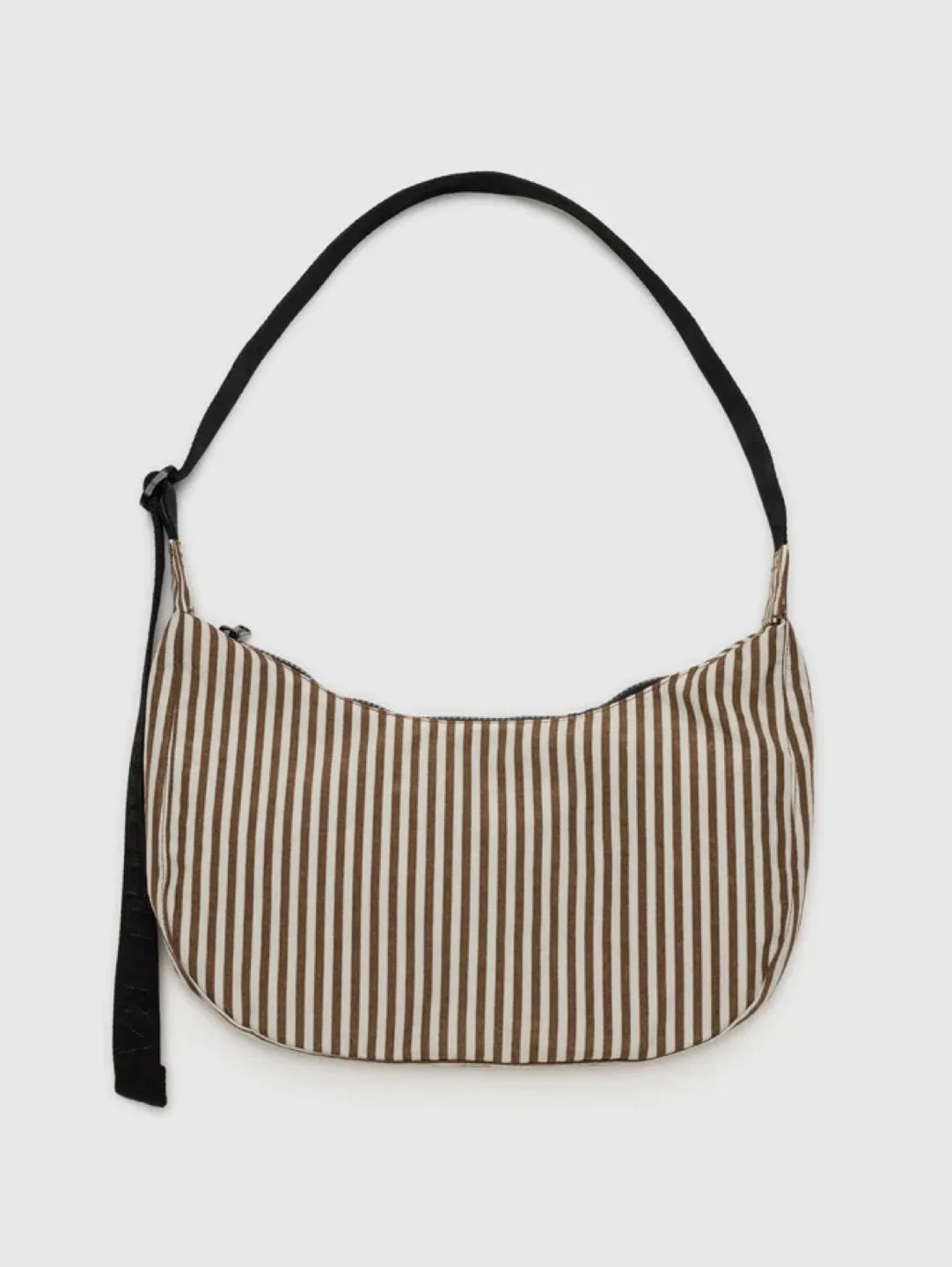 Brand New Baggu Medium Nylon Crescent Bag - Brown Stripe thumbnail