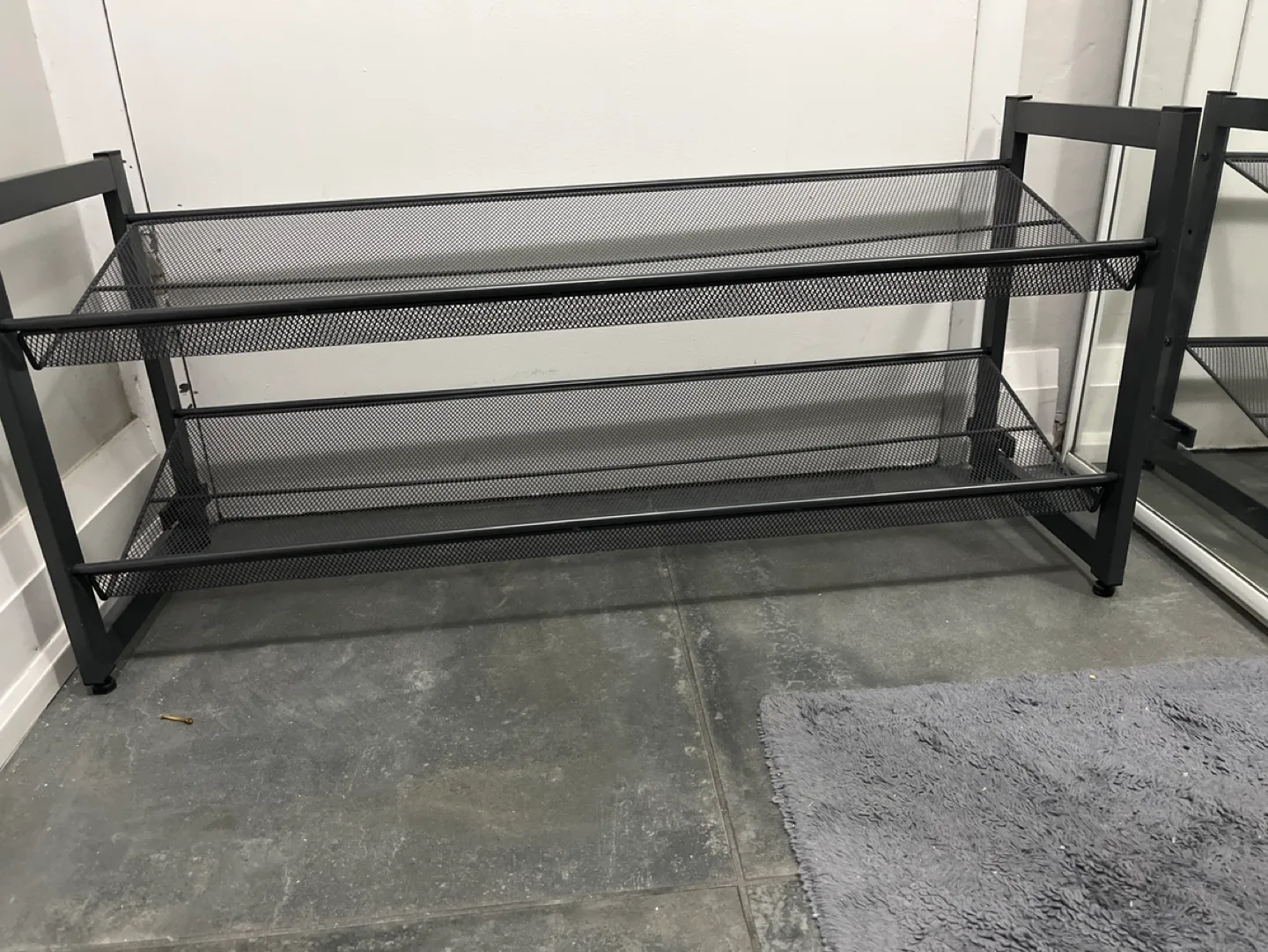 Black Metal 2-Tier Shoe Rack image indicator(2)