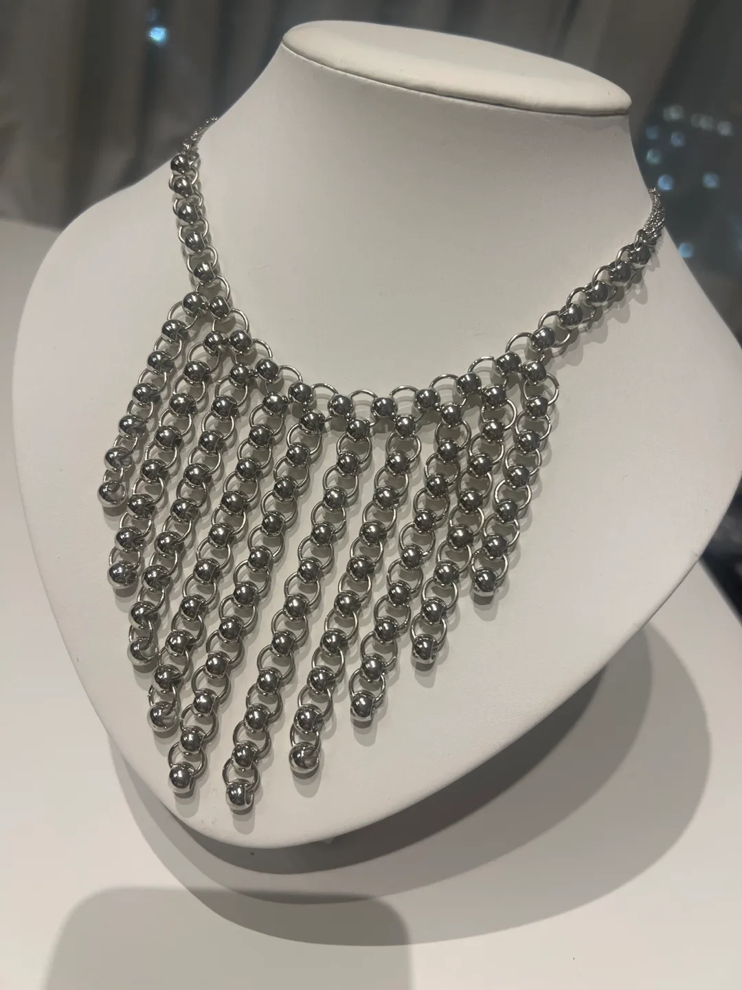 Silver Beaded Statement Necklace image indicator(2)