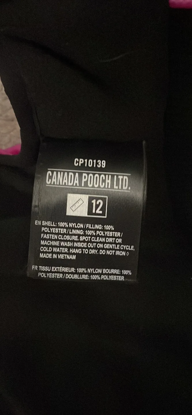 Canada Pooch Pink Dog Puffer Jacket Size 12 image indicator(3)