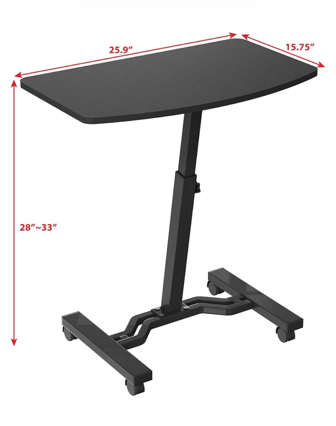 Adjustable Height Mobile Laptop Cart - Black - photo 2