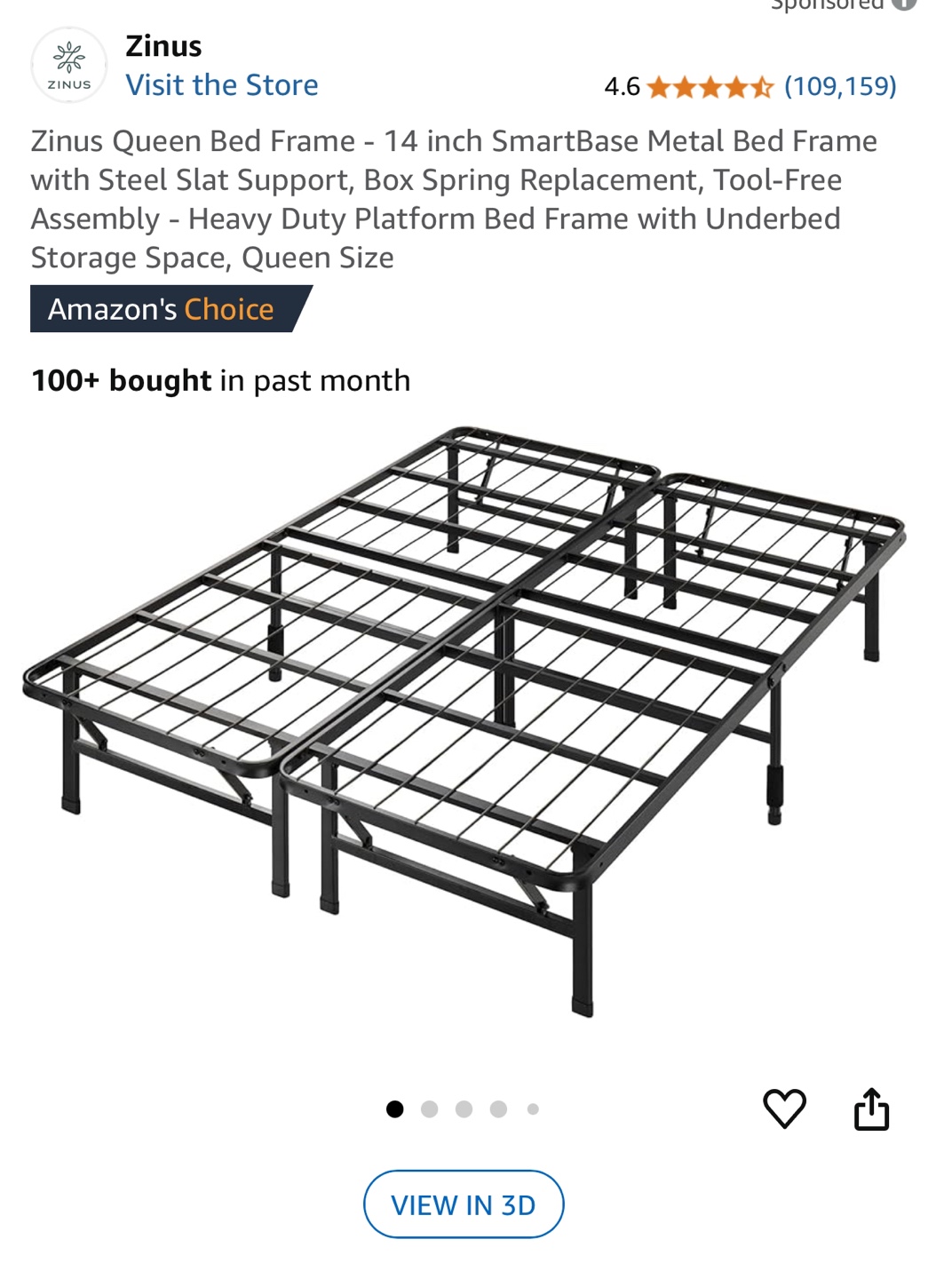 Zinus Queen SmartBase Metal Bed Frame - photo 4