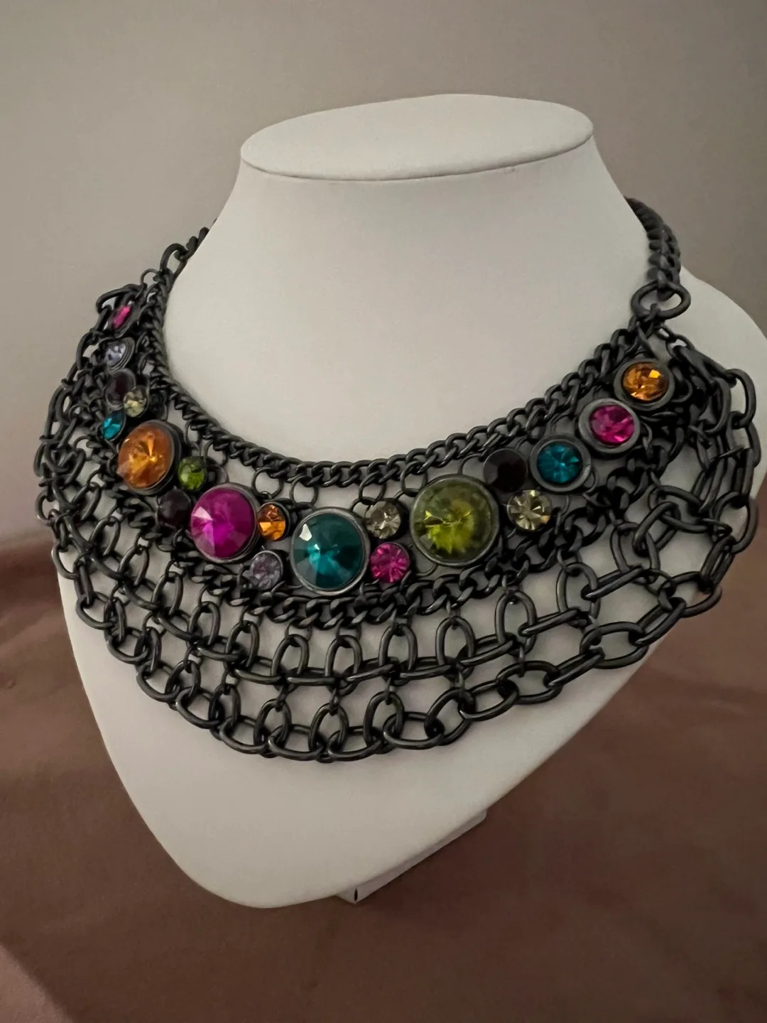Multicoloured Gemstone Statement Necklace image indicator(3)