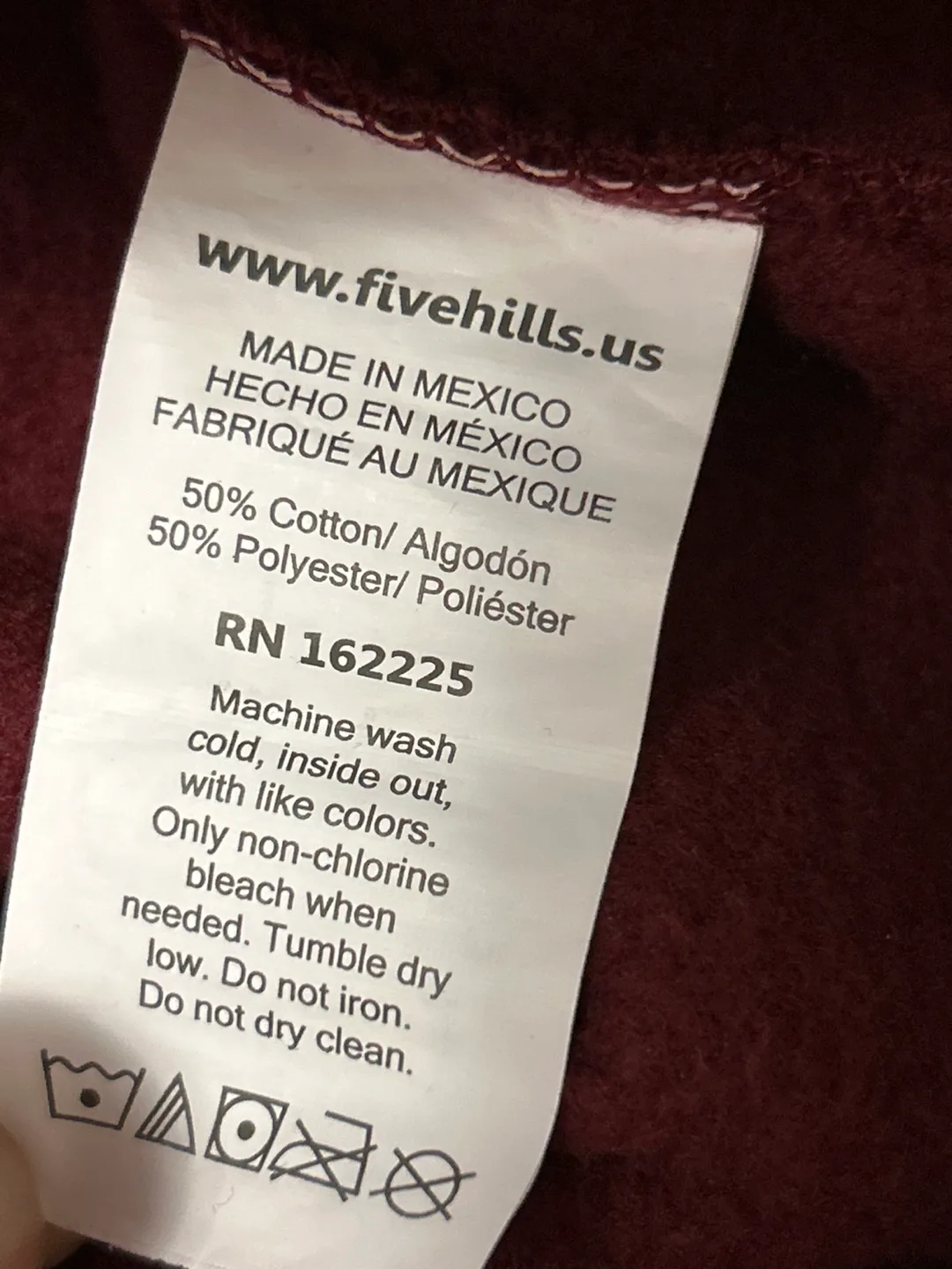 Five Hills Maroon Hoodie - Size Small image indicator(4)