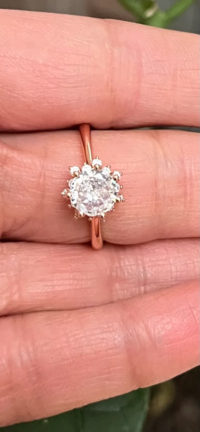 Rose Gold Halo Ring with natural zircon thumbnail