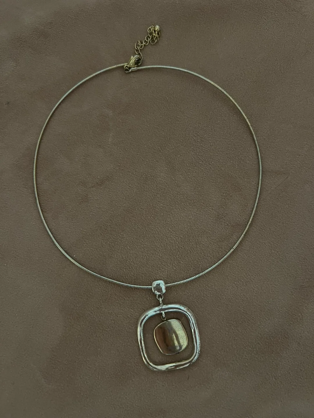 Silver Tone and Gold Tone Square Pendant Necklace image indicator(5)