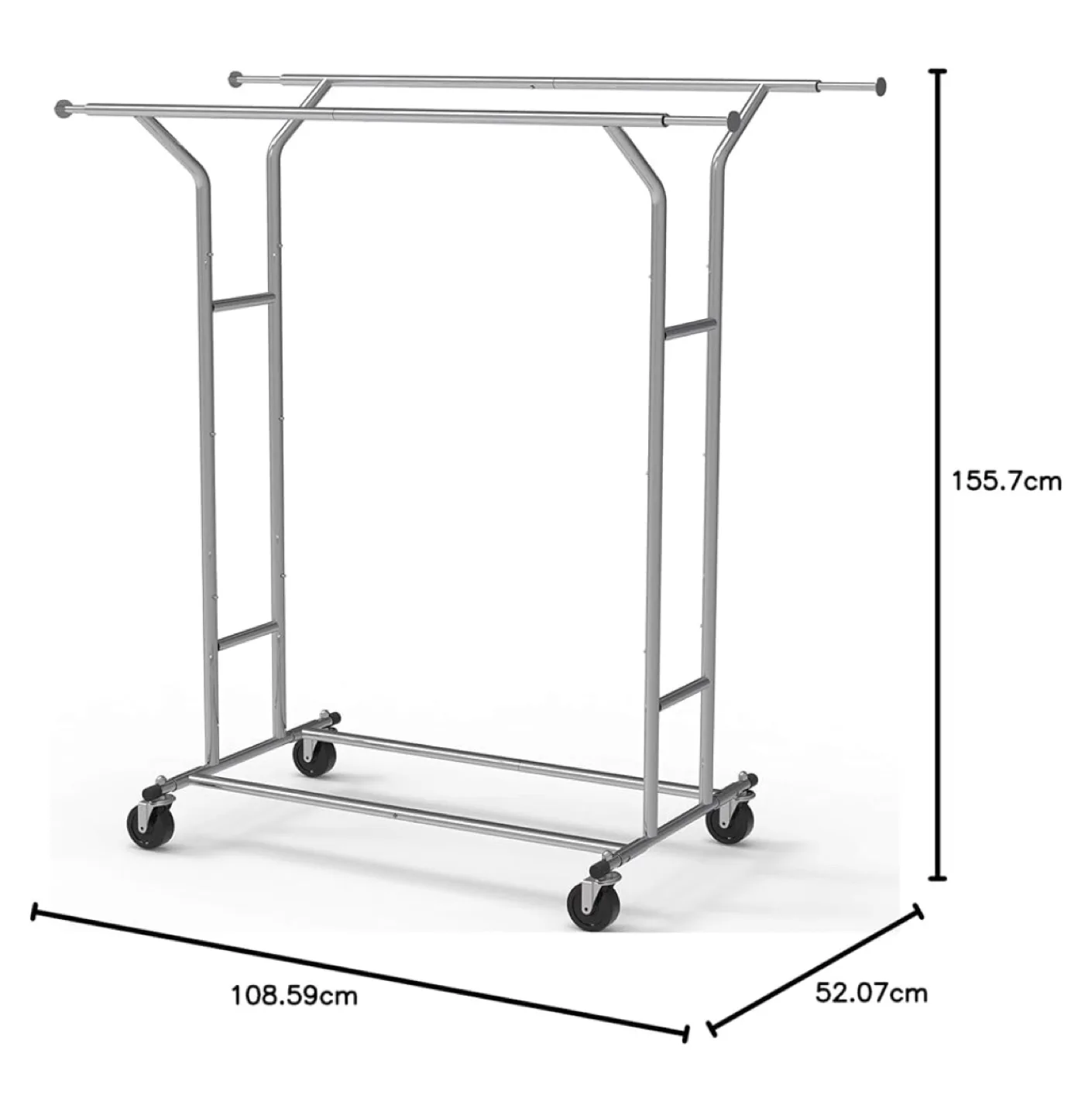 Heavy Duty Double Rail Garment Rack - Chrome thumbnail
