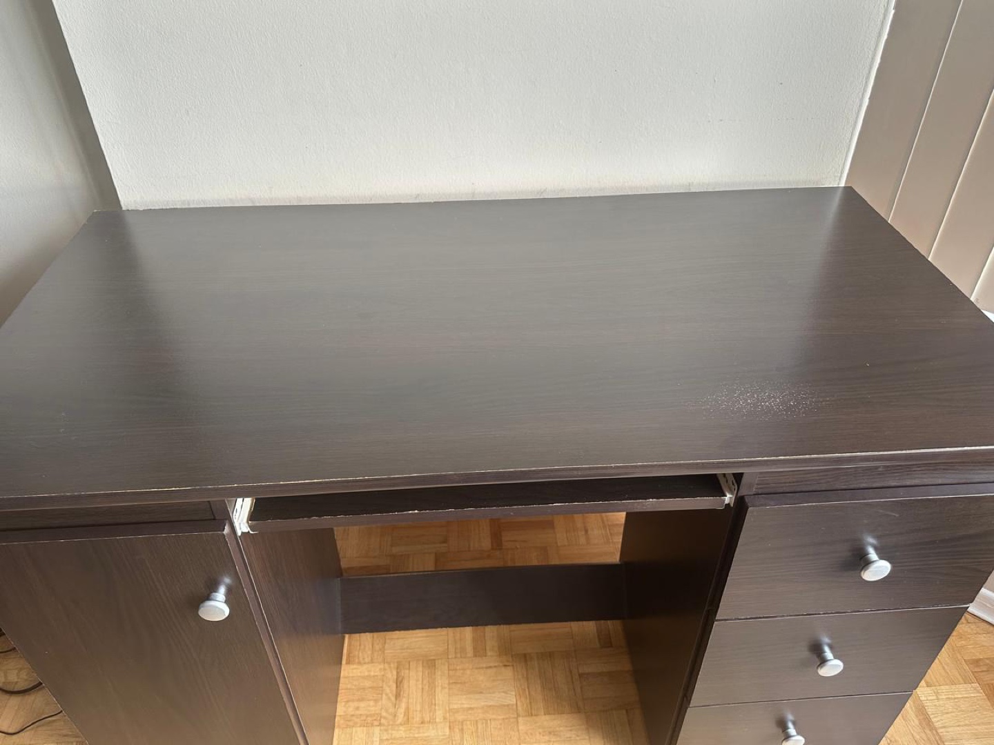Dark Brown Computer Desk with Drawers - photo 2