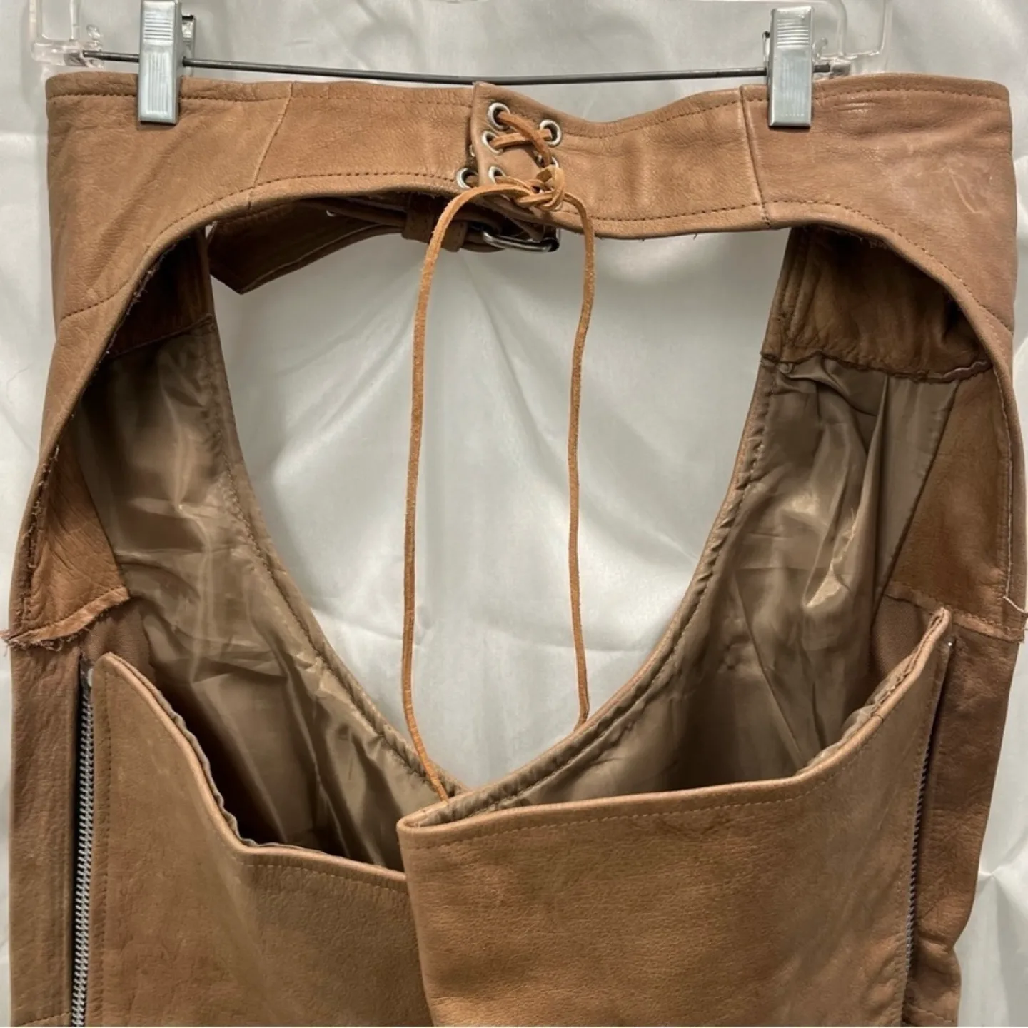 Tan Leather Motorcycle Chaps image indicator(8)