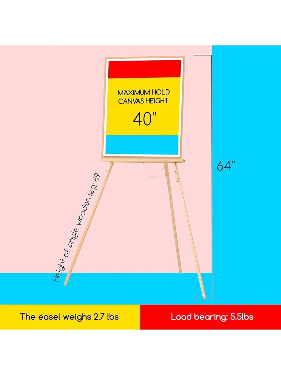 New Wooden Easel Stand - 40" Canvas Height image indicator(2)