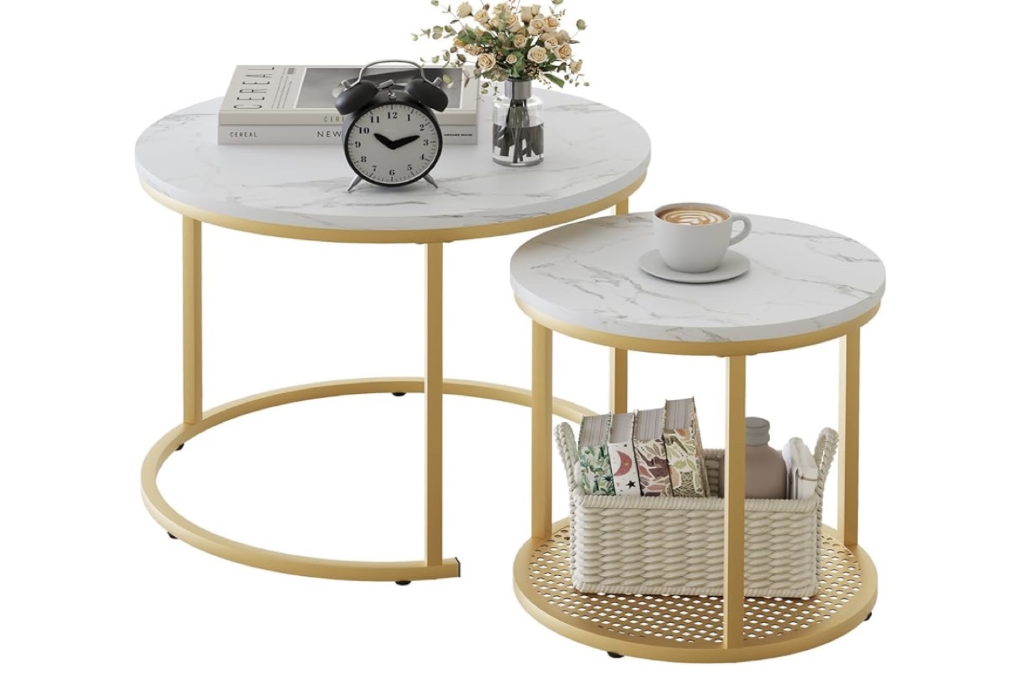 Nest of Tables - Marble Top & Gold Frame