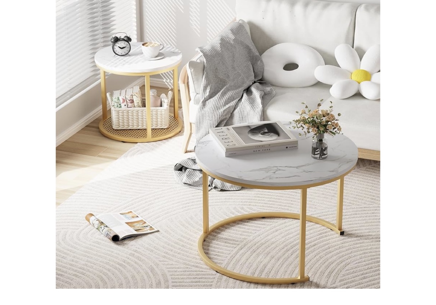 Nest of Tables - Marble Top & Gold Frame - photo 2