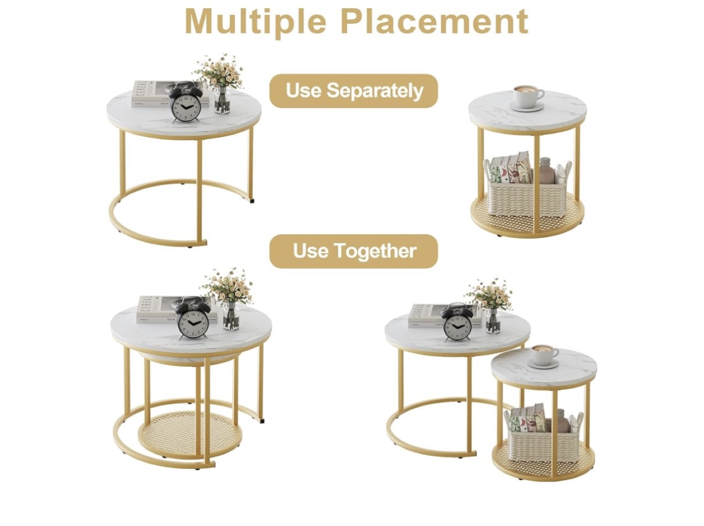 Nest of Tables - Marble Top & Gold Frame - photo 4