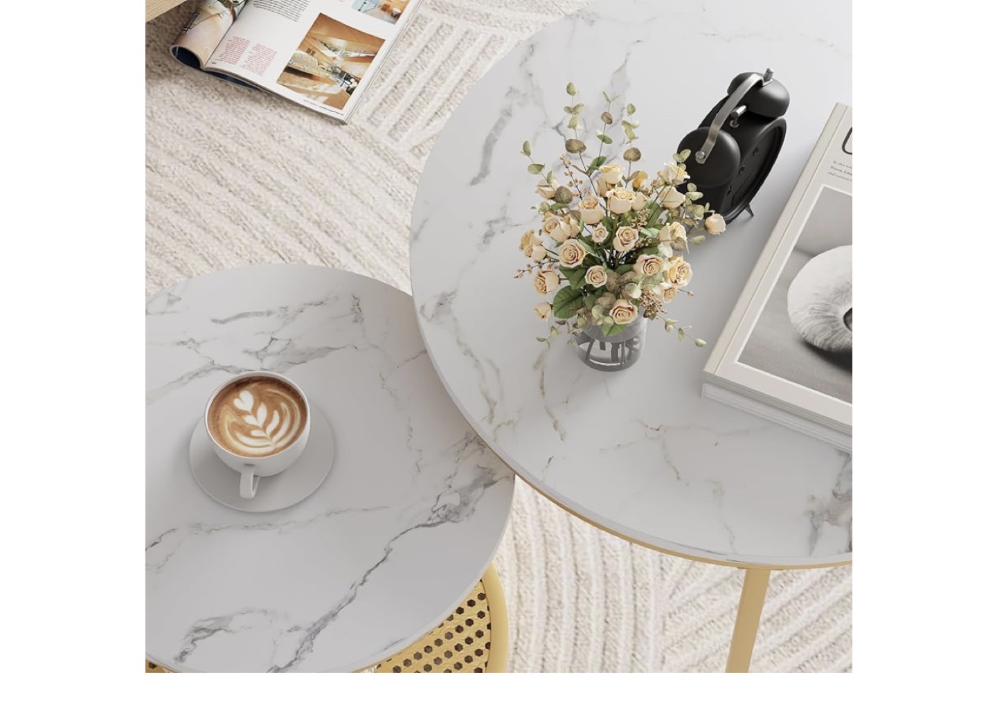 Nest of Tables - Marble Top & Gold Frame - photo 3