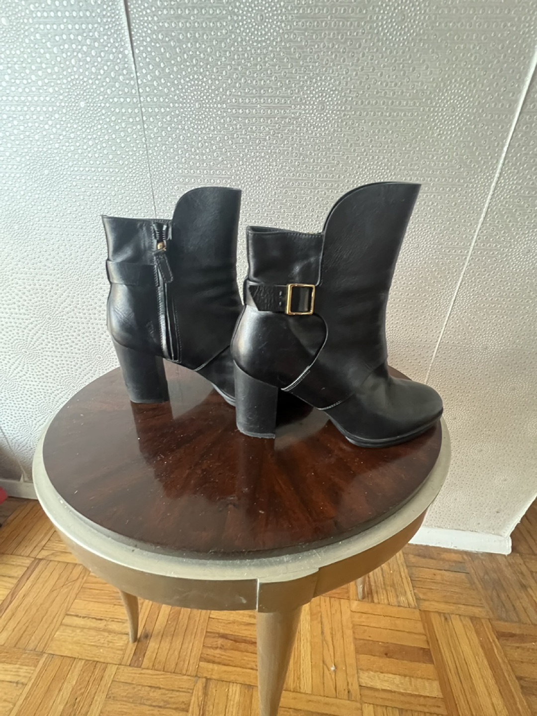 TOD'S Black Leather Block Heel Ankle Boots - Women's Size 38