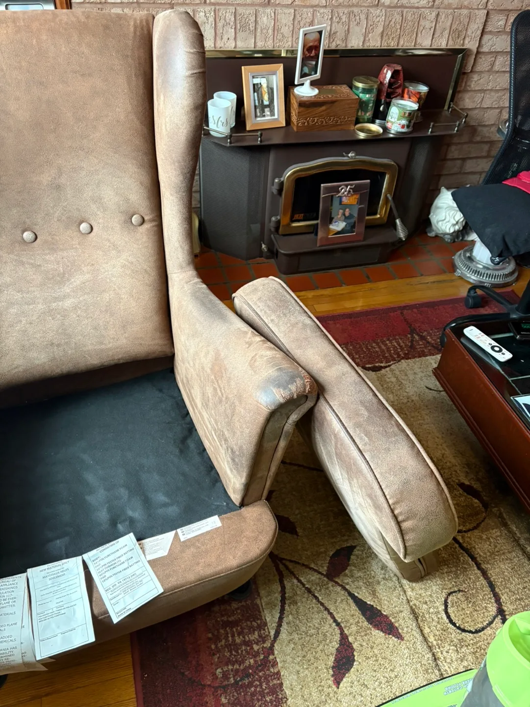 Brown Fabric Wingback Accent Chair image indicator(6)