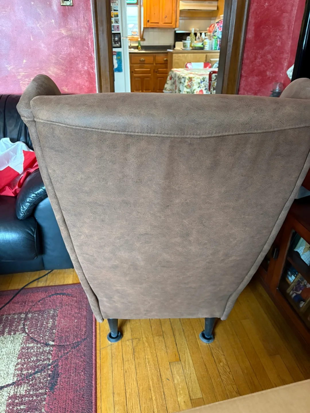 Brown Fabric Wingback Accent Chair image indicator(2)