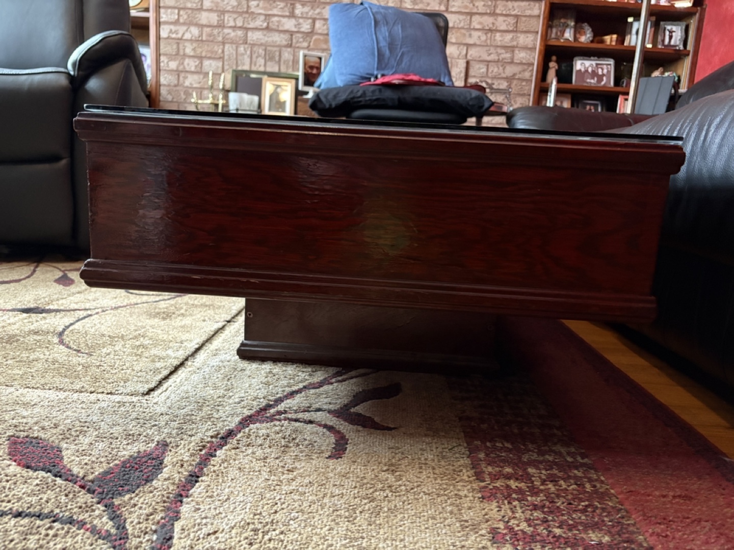 Solid Dark Cherry Wood colour Coffee Table with Glass Top - photo 4