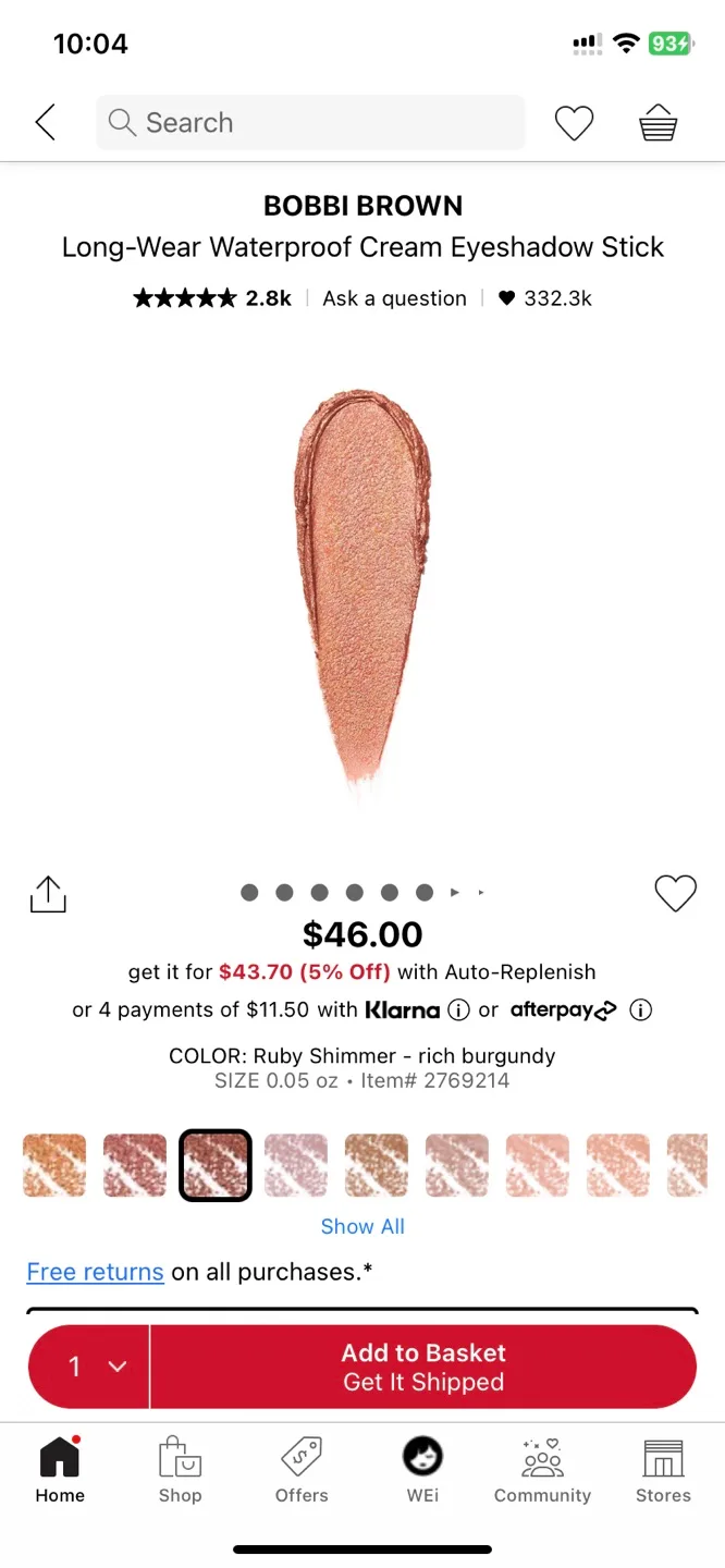 Bobbi Brown Long-Wear Cream Shadow Stick - Ruby Shimmer image indicator(2)