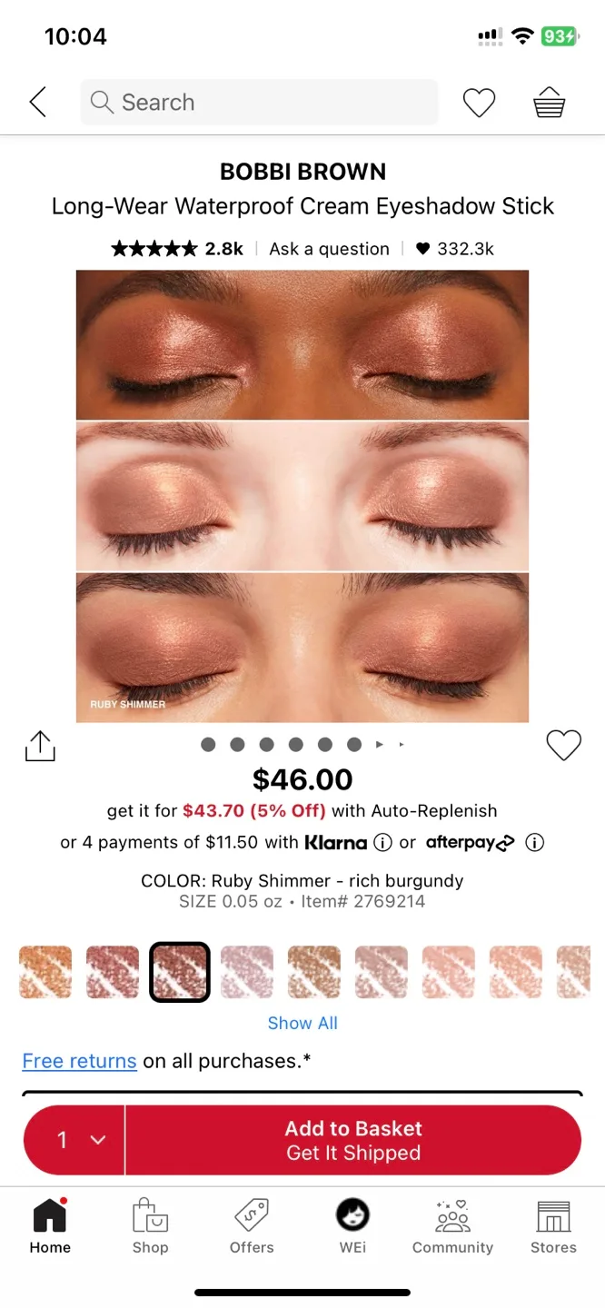 Bobbi Brown Long-Wear Cream Shadow Stick - Ruby Shimmer image indicator(3)