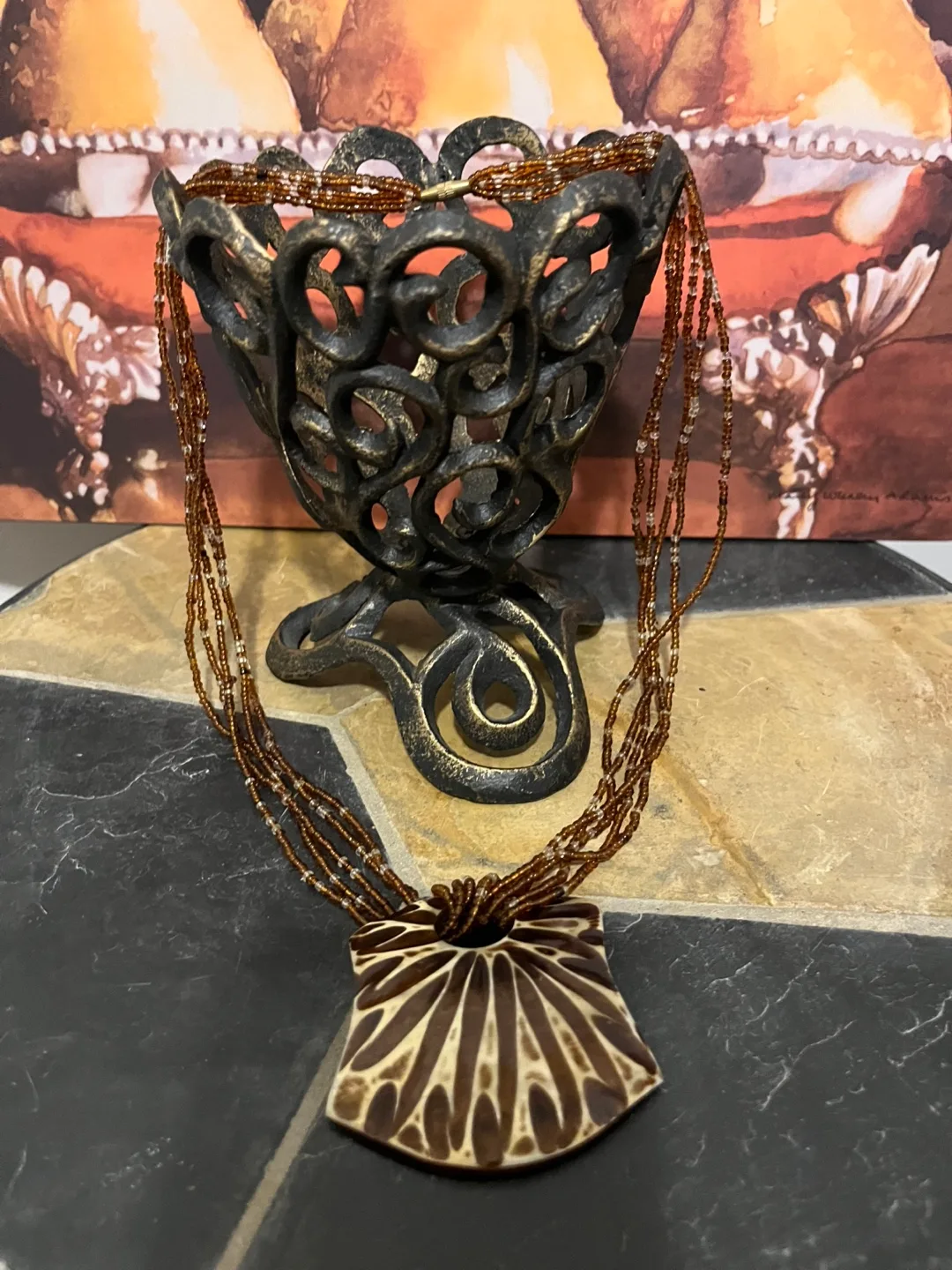 Unique Beaded Necklace with Intricate Pendant image indicator(3)