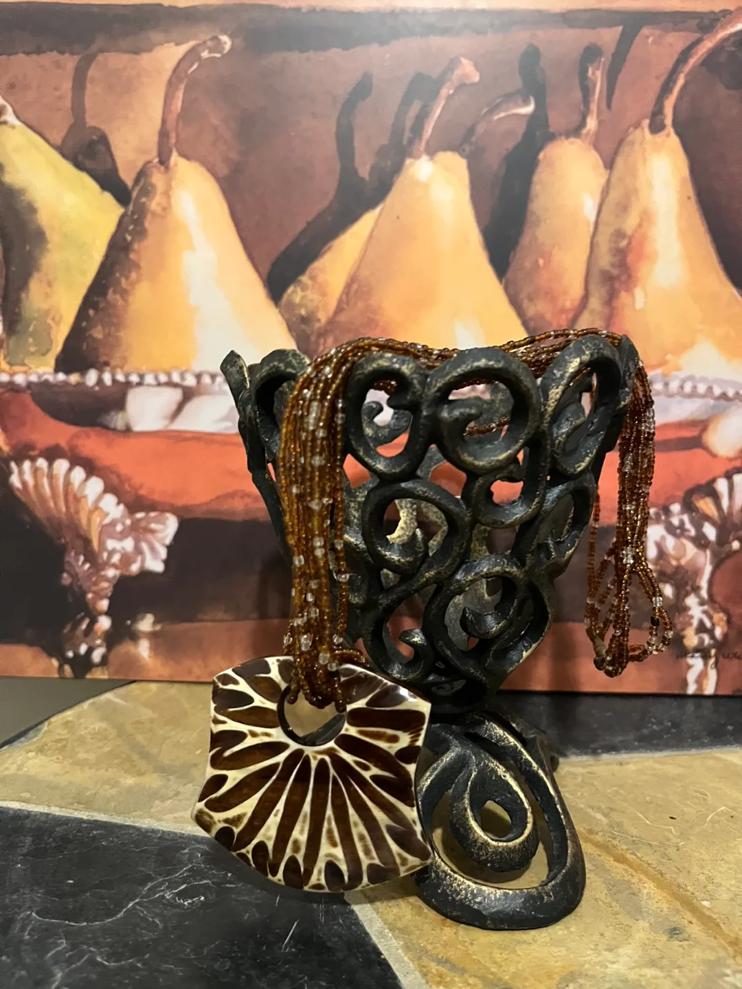 Unique Beaded Necklace with Intricate Pendant image indicator(2)