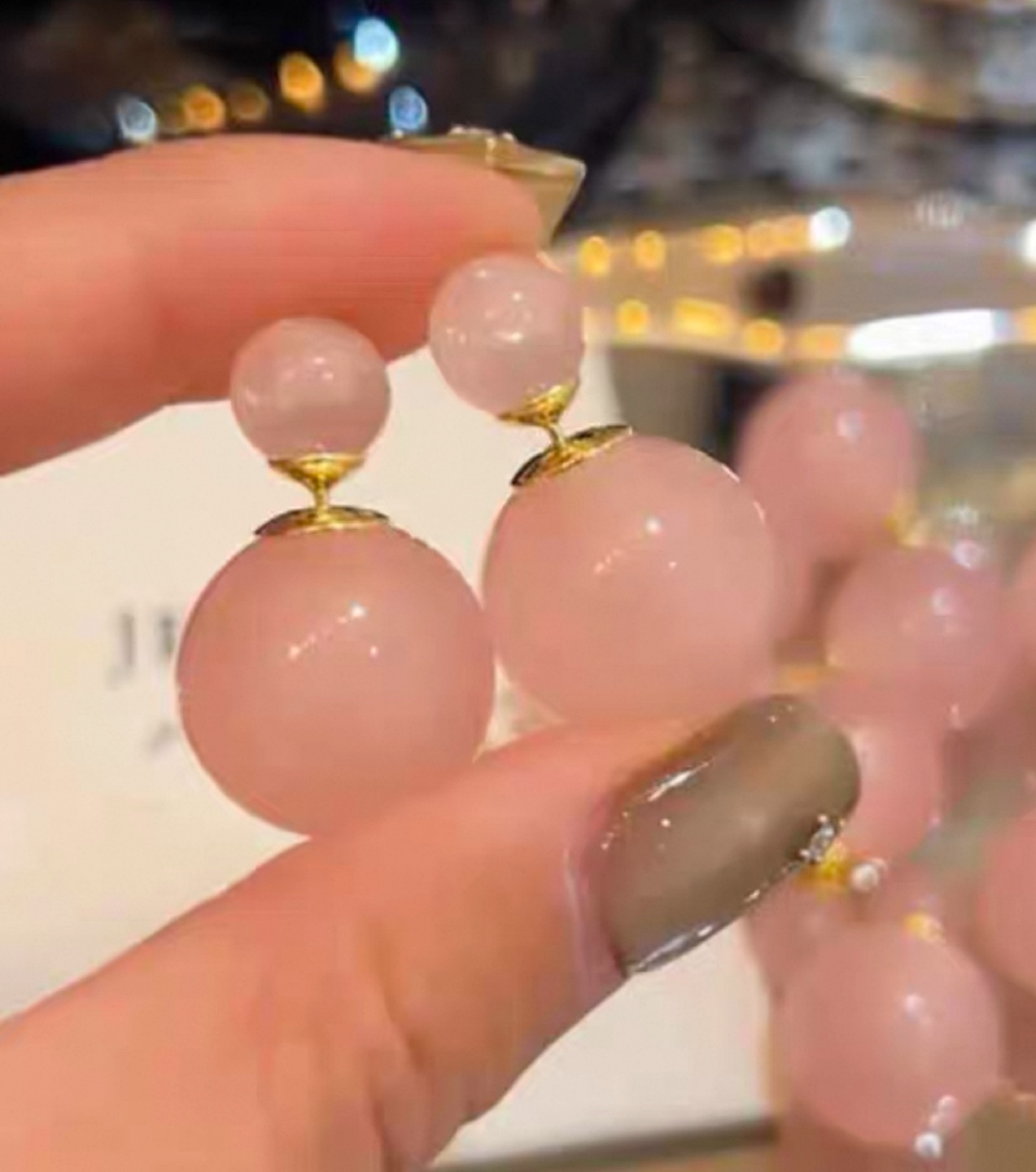 Pink Double Ball Earrings