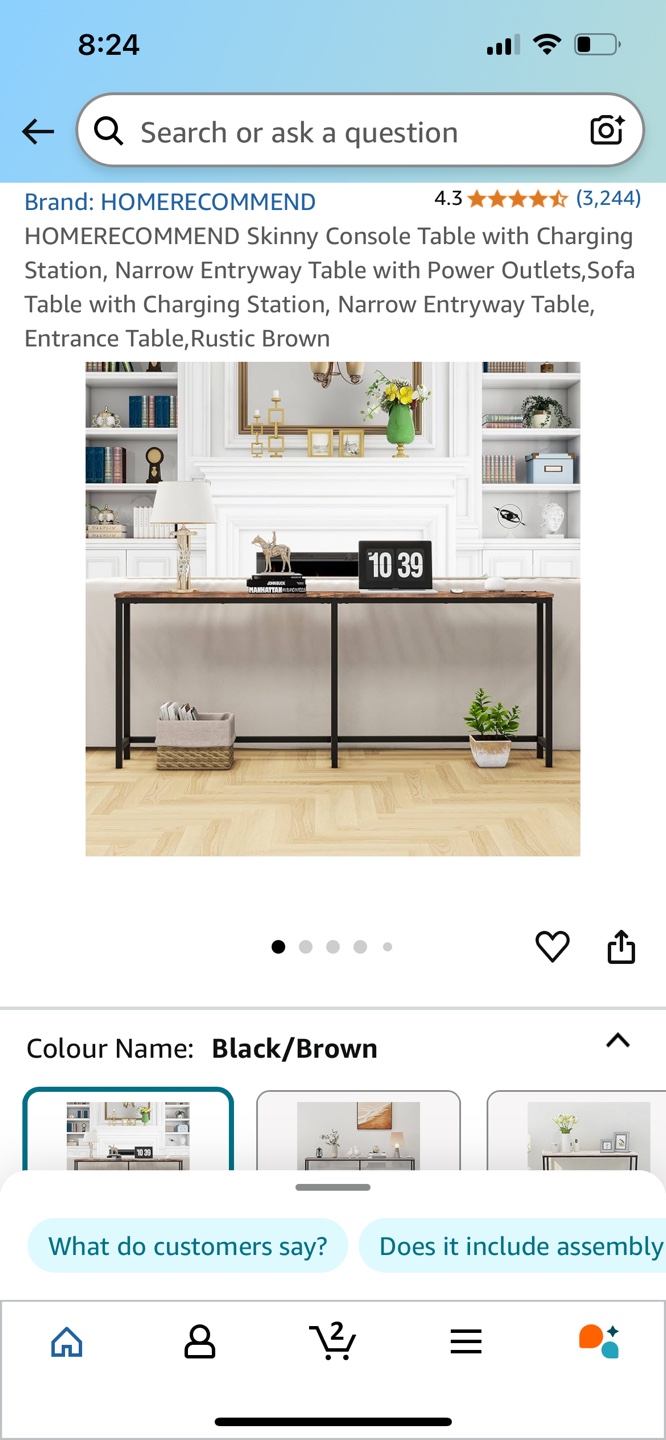 HOMERECOMMEND Skinny Console Table - Black/Brown