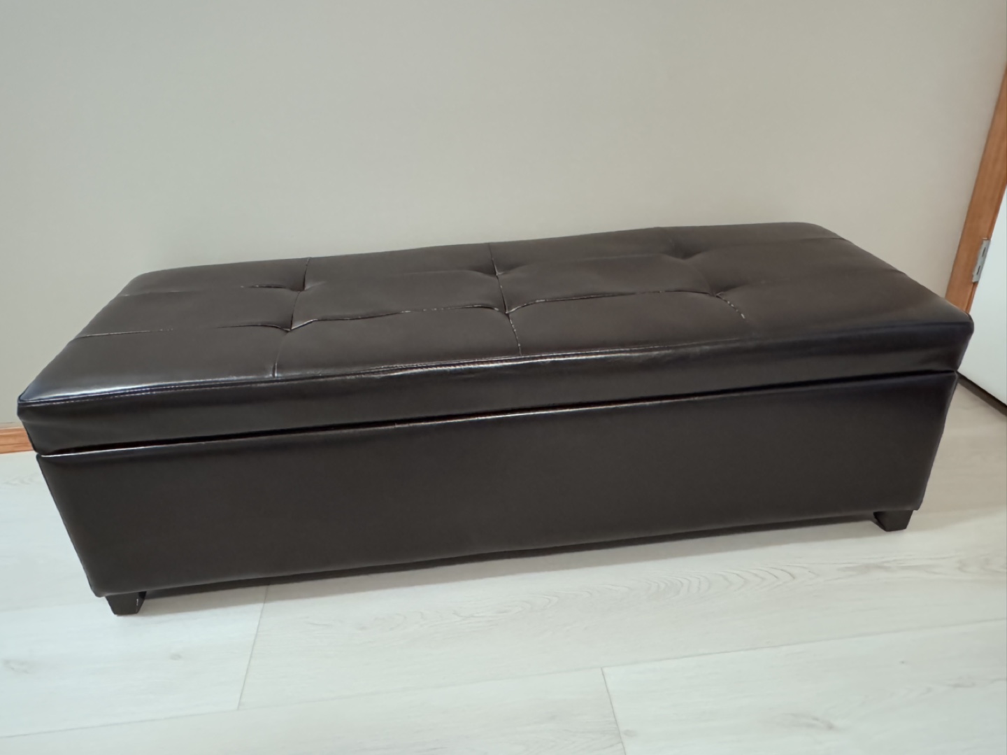 Black Faux Leather Storage Ottoman Bench