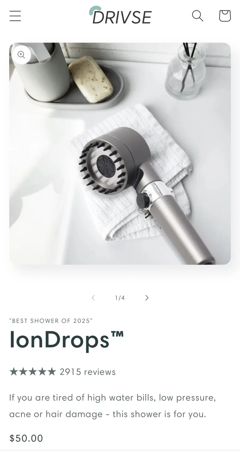 NEW Drivse IonDrops Spa Shower Head -Improve Skin & Hair image indicator(3)