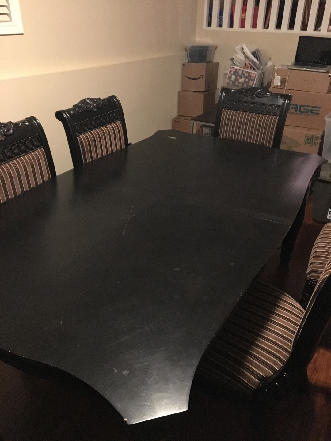 Black Dining Table Set with Six Chairs