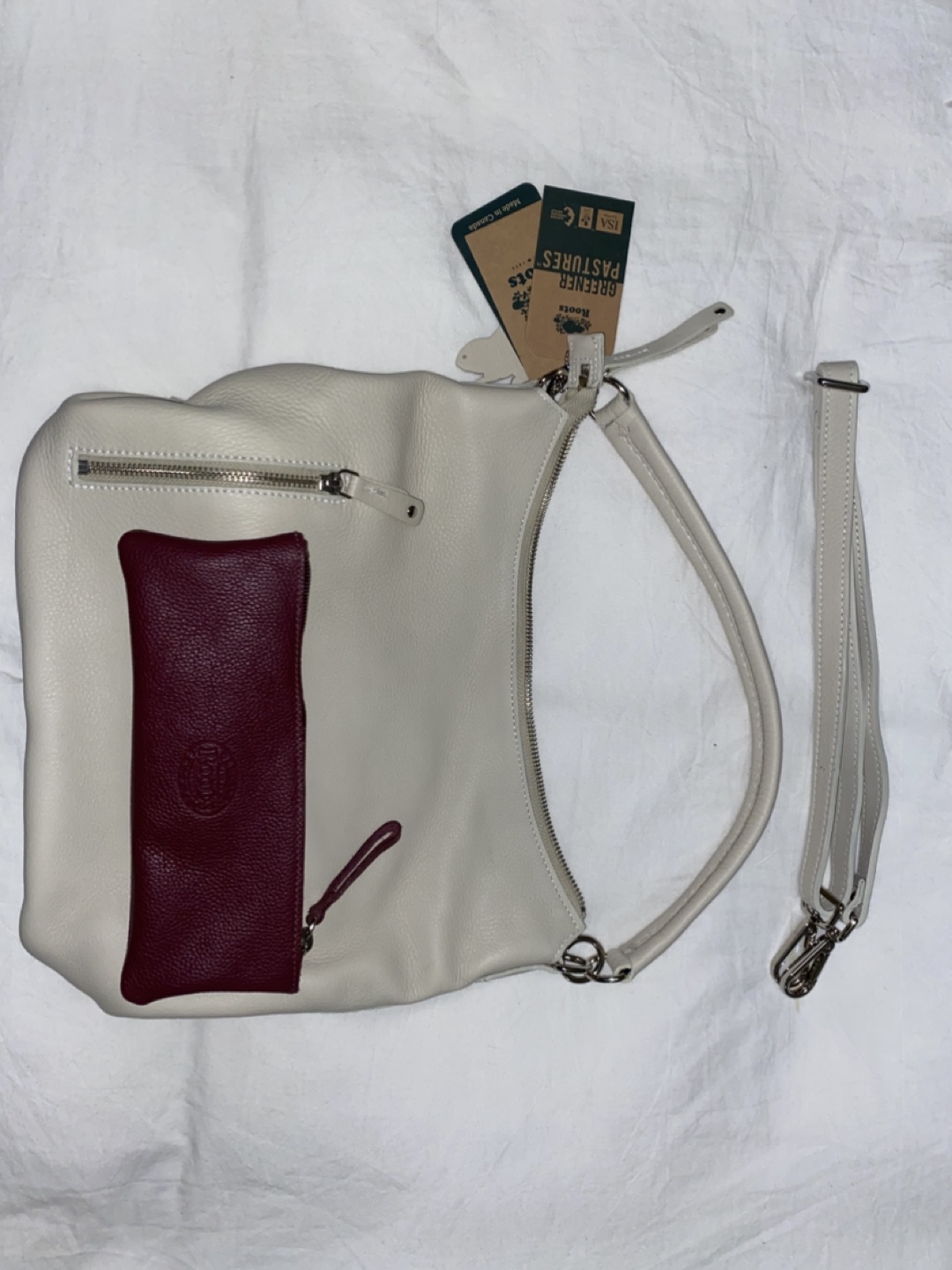 Roots Greener Pastures Leather Shoulder Bag with change purse