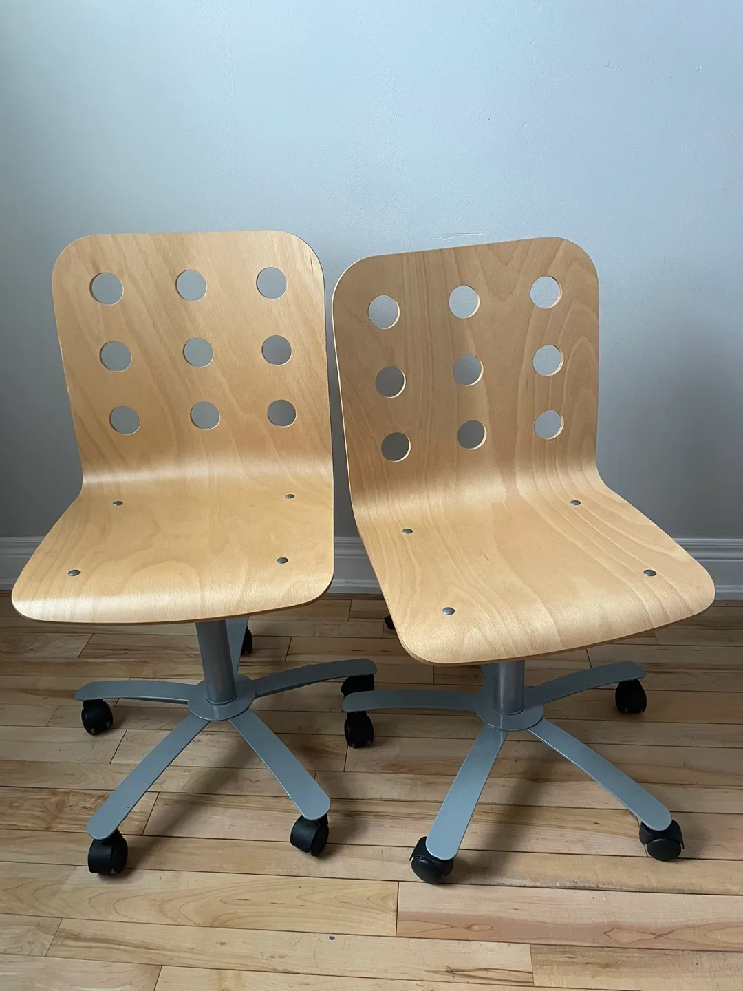 Pair of IKEA Wooden Swivel Chairs image indicator(2)