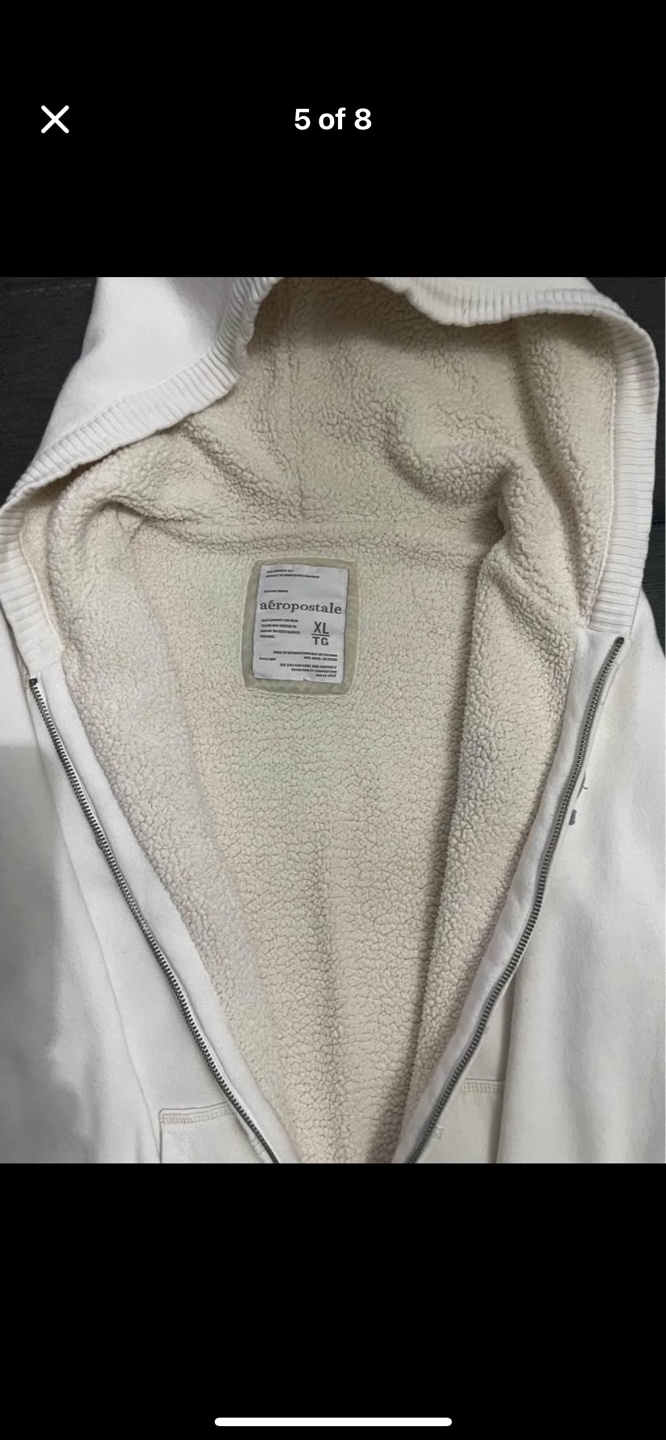 Aeropostale White Zip-Up Hoodie - Size XL - photo 3