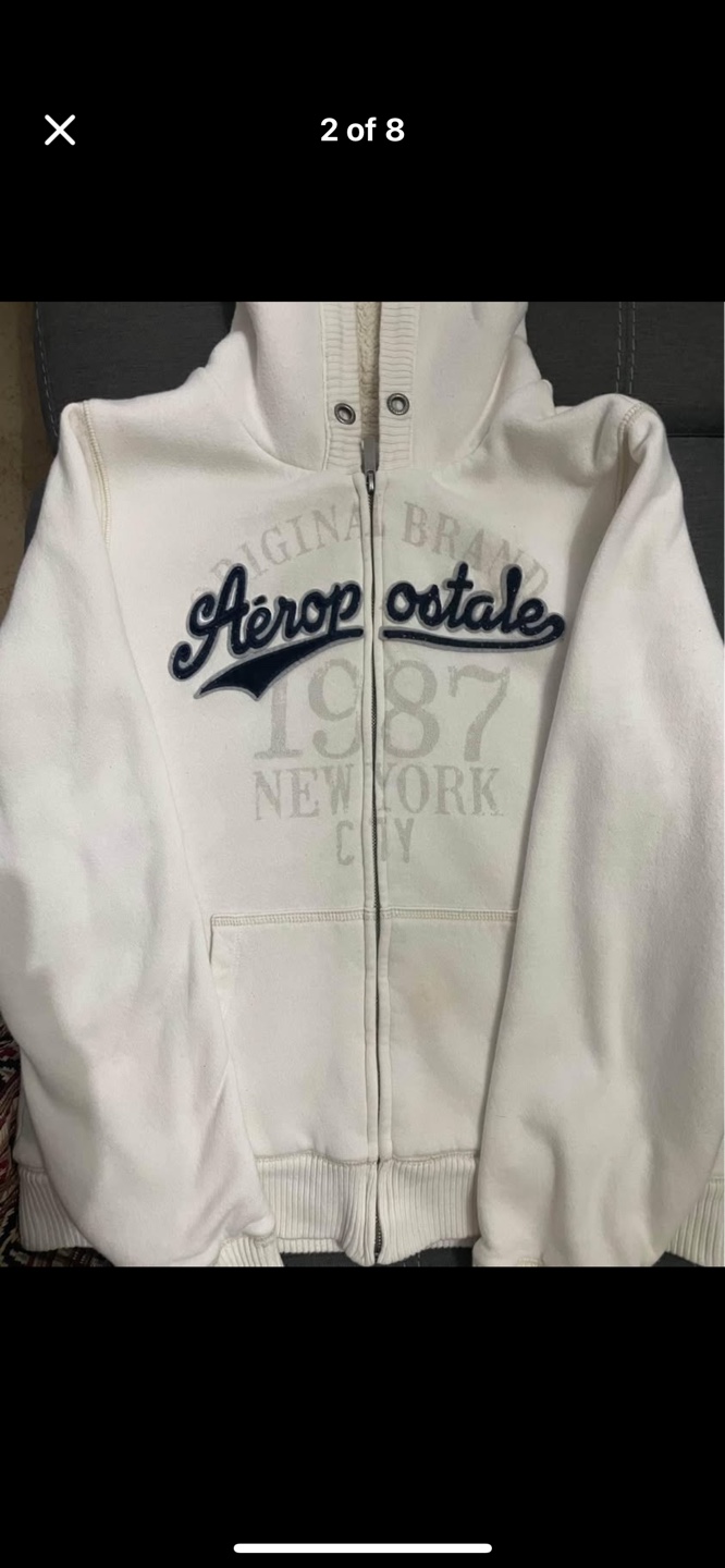 Aeropostale White Zip-Up Hoodie - Size XL - photo 2