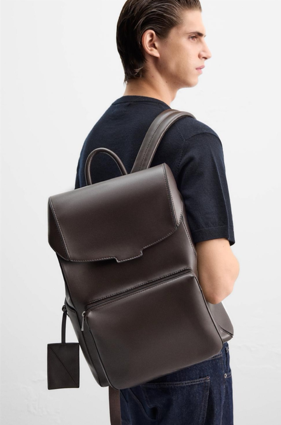 Brown Leather Backpack Zara