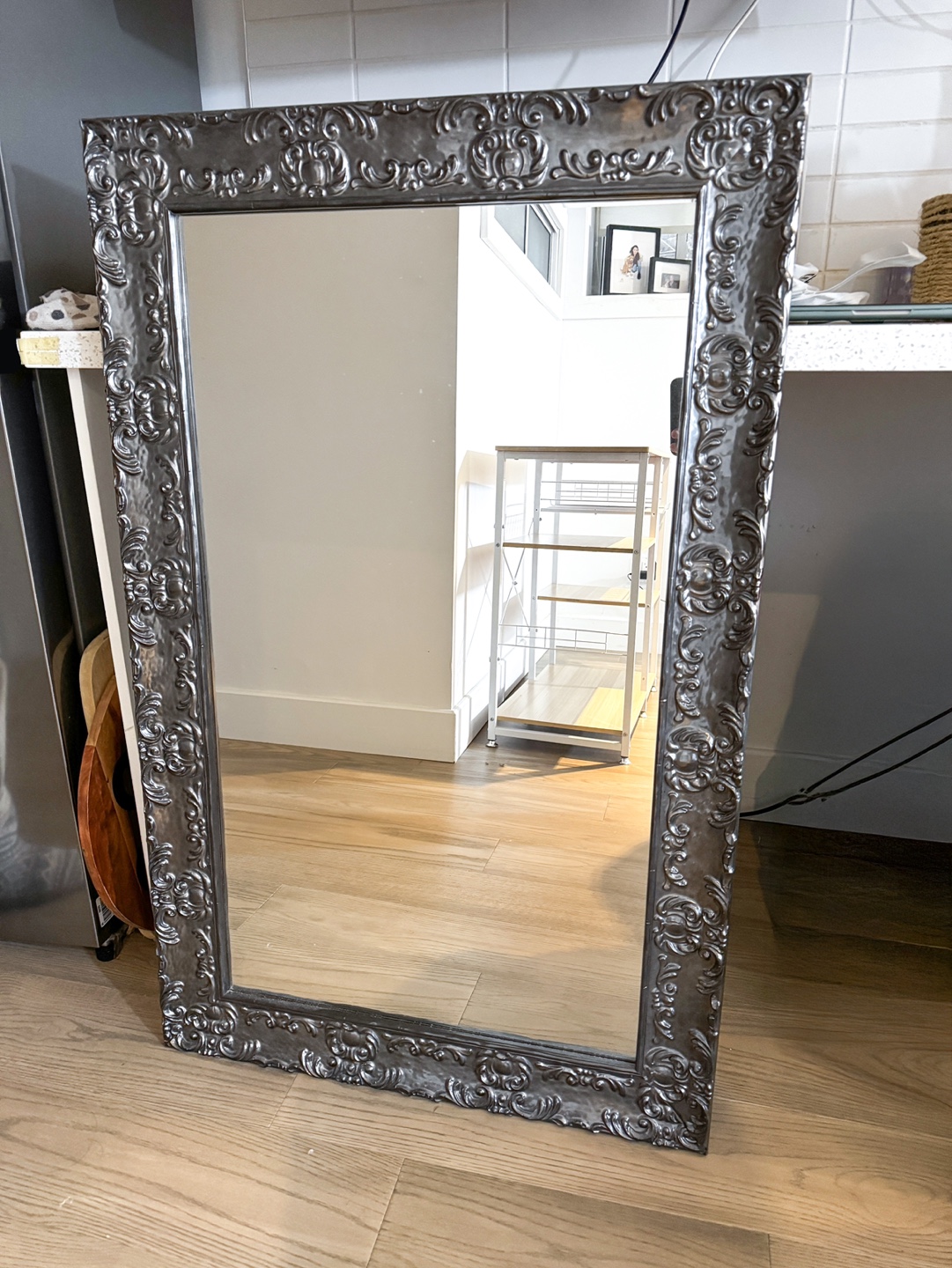 Ornate Gunmetal Grey Mirror
